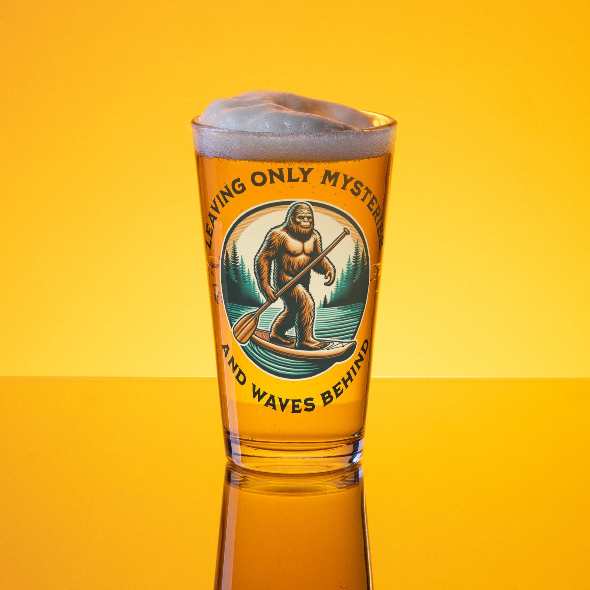 Bigfoot Paddle Boarding Pint Glass - Beer Glass - Discovery Co.