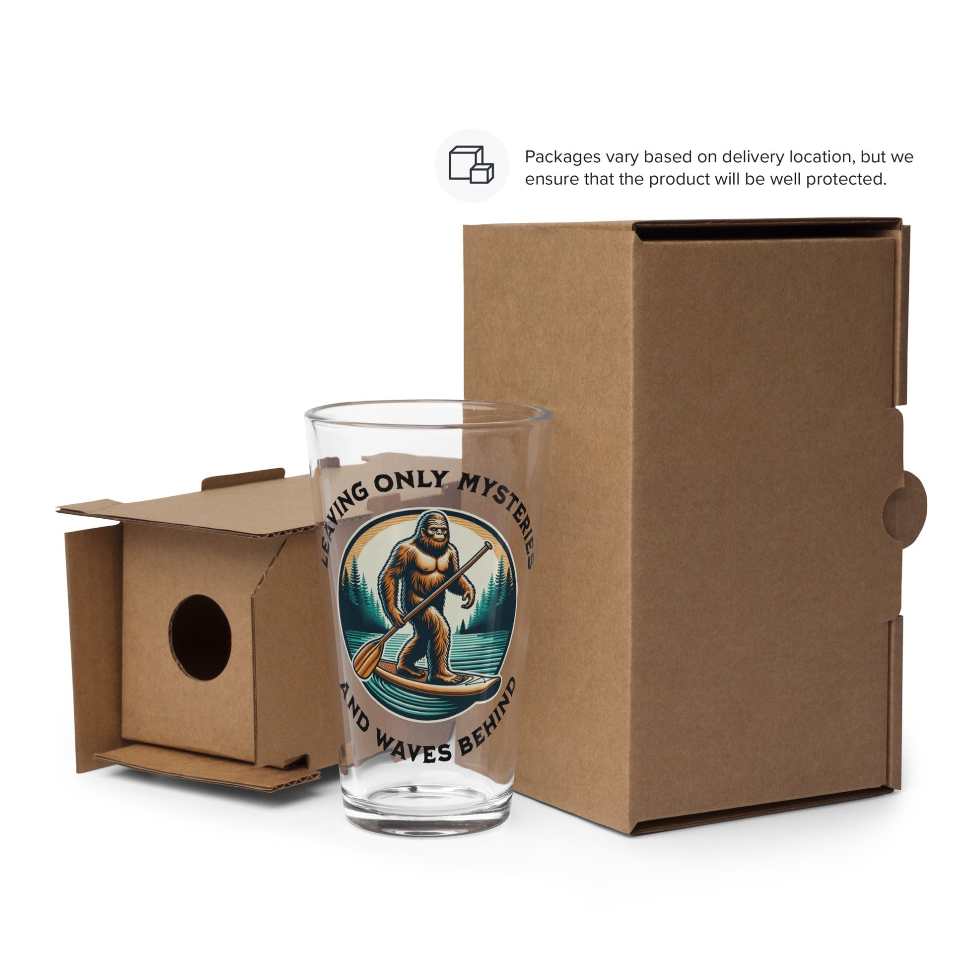 Bigfoot Paddle Boarding Pint Glass - Beer Glass - Discovery Co.