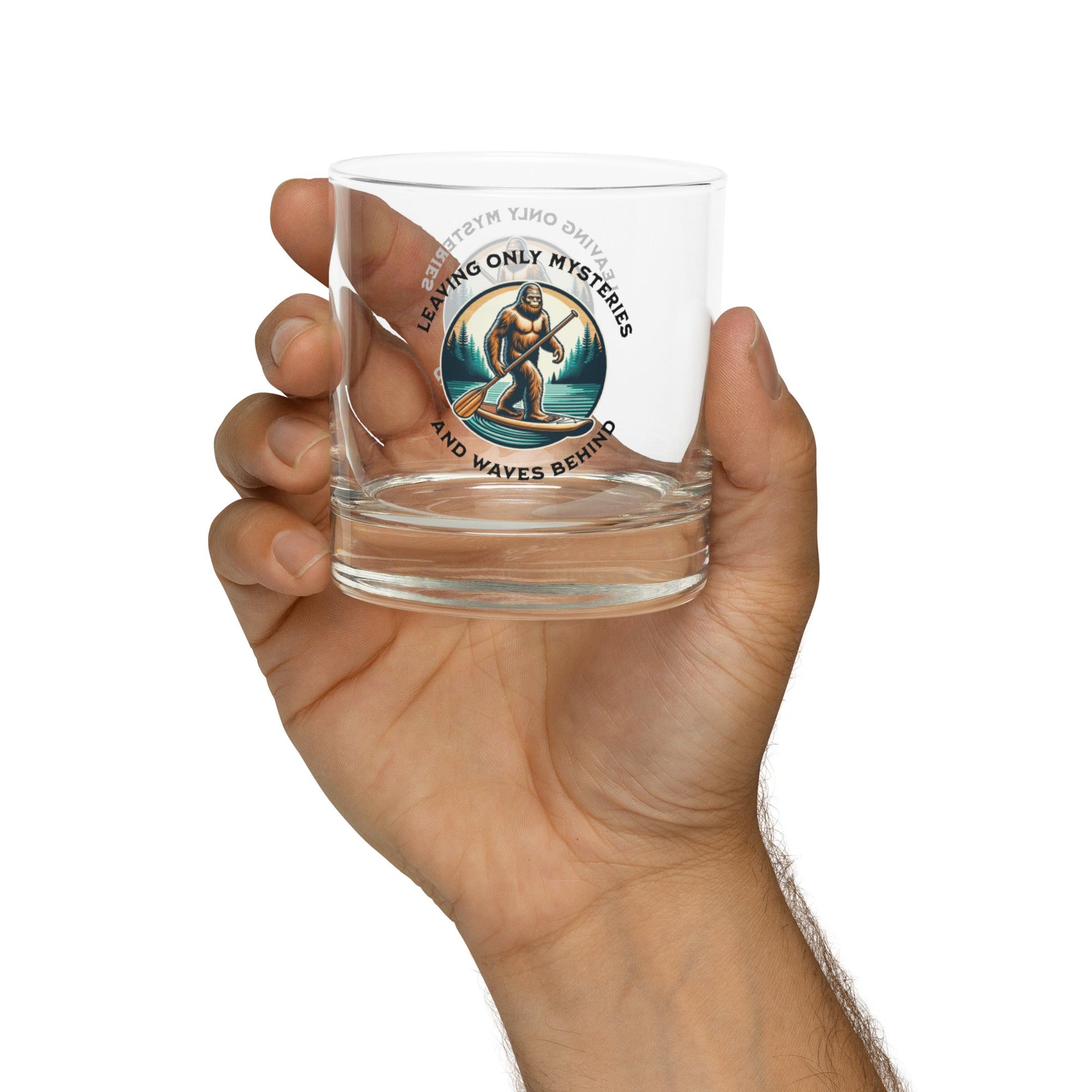 Bigfoot Paddle Boarding Rocks Glass - Rocks Glass - Discovery Co.