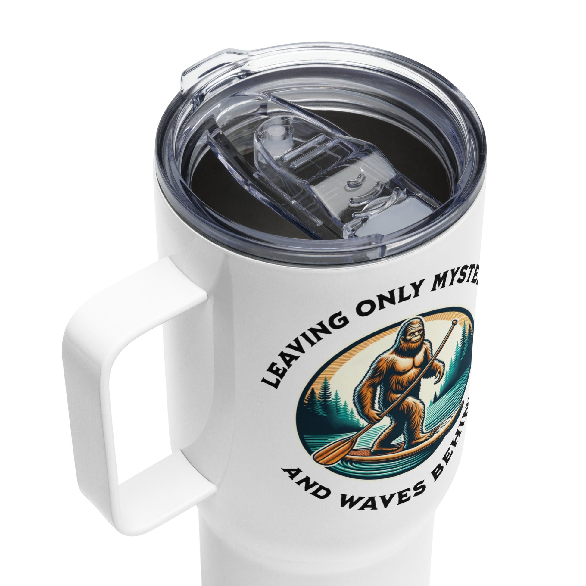 Bigfoot Paddle Boarding Travel Mug With Handle (25 oz and 40 oz) - Travel Mug - Discovery Co.