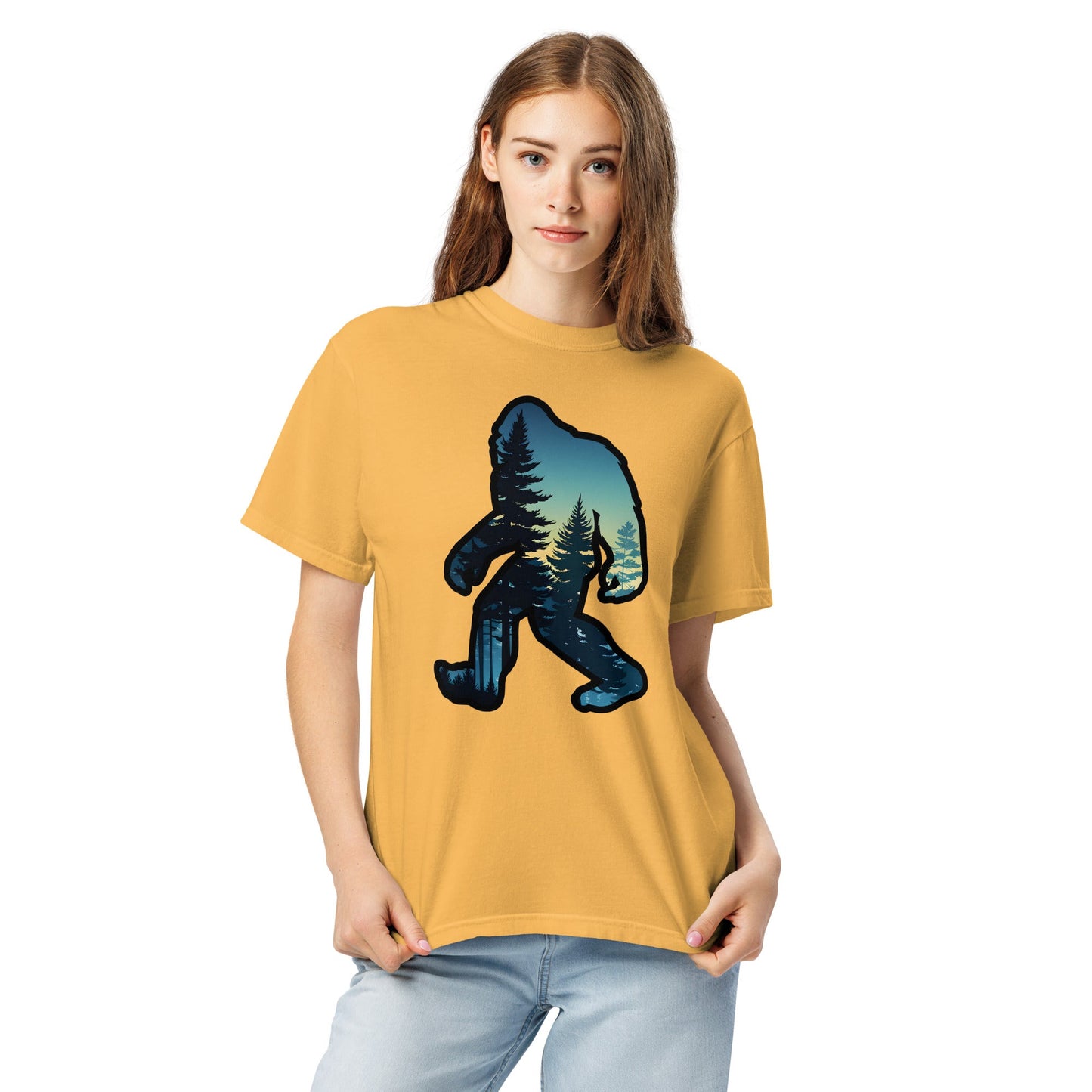 Bigfoot Sunset Forest Women's (Unisex) Premium Tee - Women's Shirts - Discovery Co.