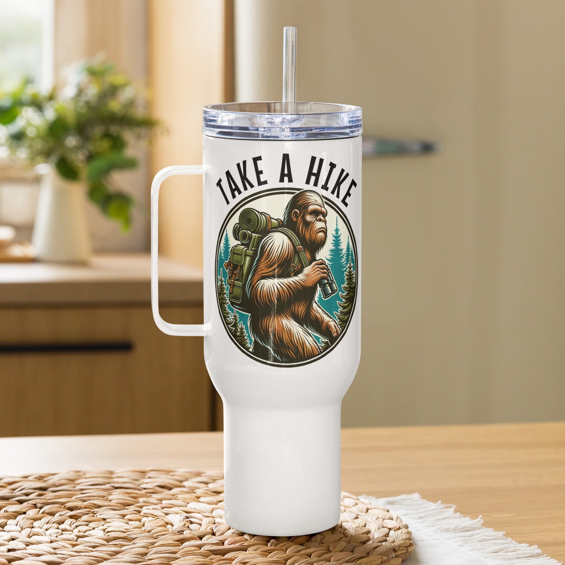 Bigfoot Take A Hike Travel Mug With Handle (25 oz and 40 oz) - Travel Mug - Discovery Co.