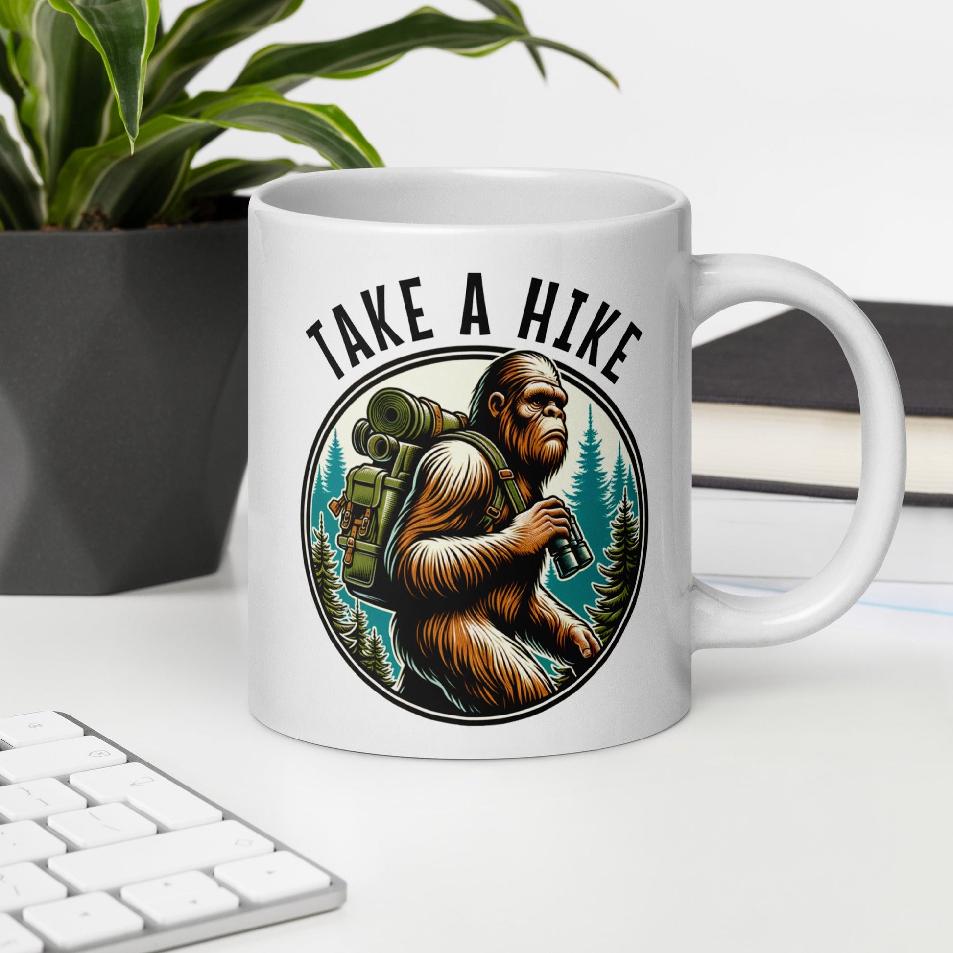 Bigfoot Take A Hike White Glossy Mug (11 oz, 15 oz, 20 oz) - Mugs - Discovery Co.