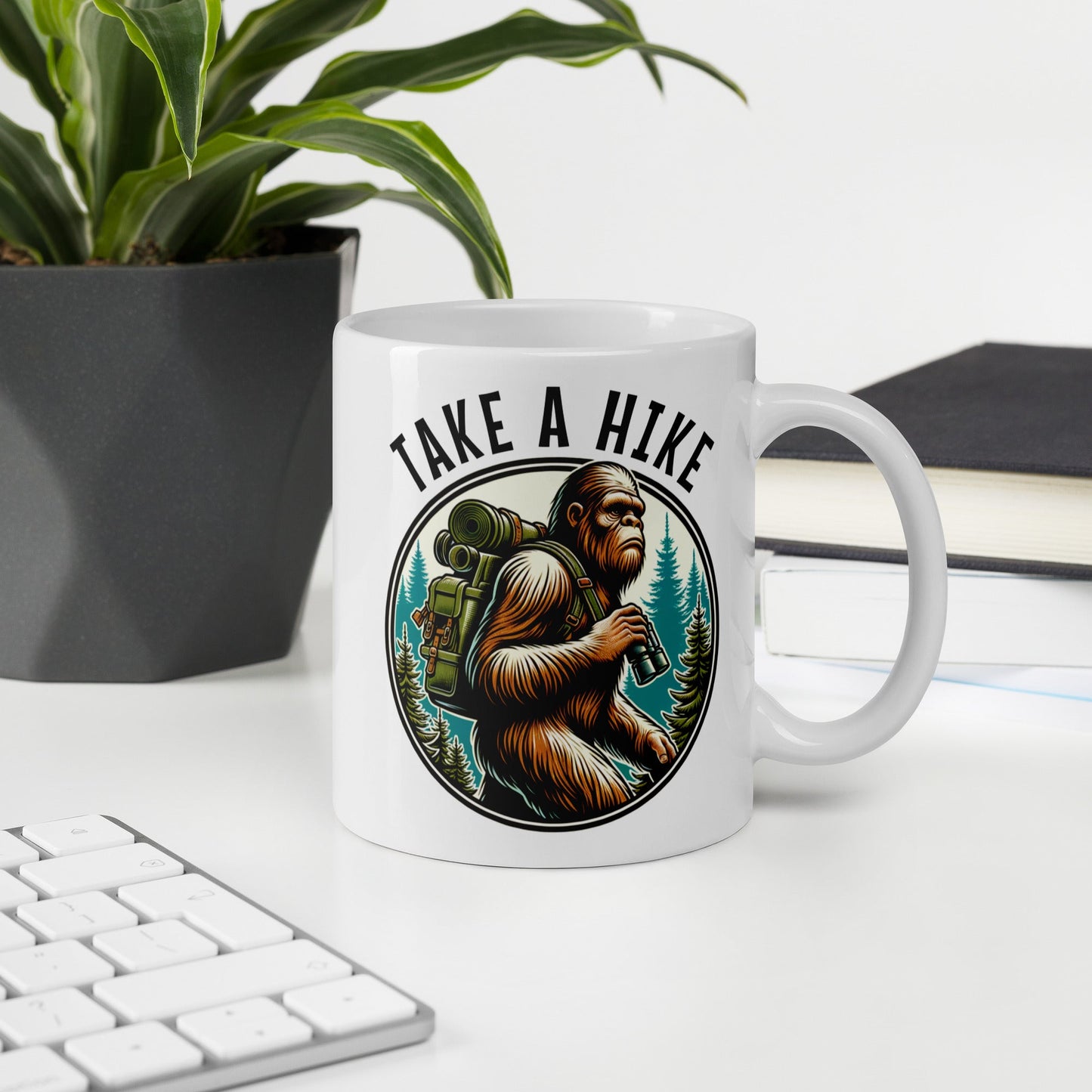 Bigfoot Take A Hike White Glossy Mug (11 oz, 15 oz, 20 oz) - Mugs - Discovery Co.