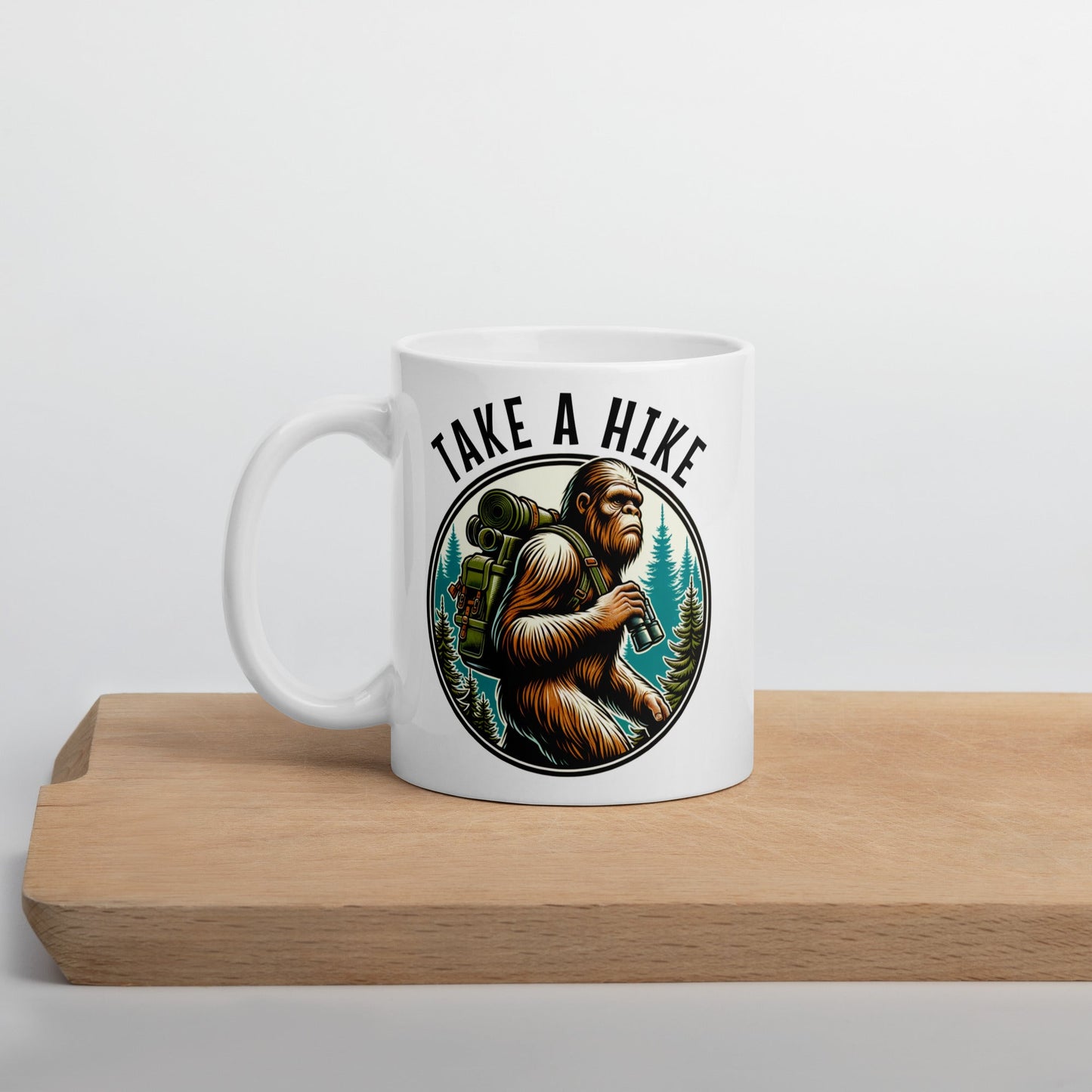 Bigfoot Take A Hike White Glossy Mug (11 oz, 15 oz, 20 oz) - Mugs - Discovery Co.
