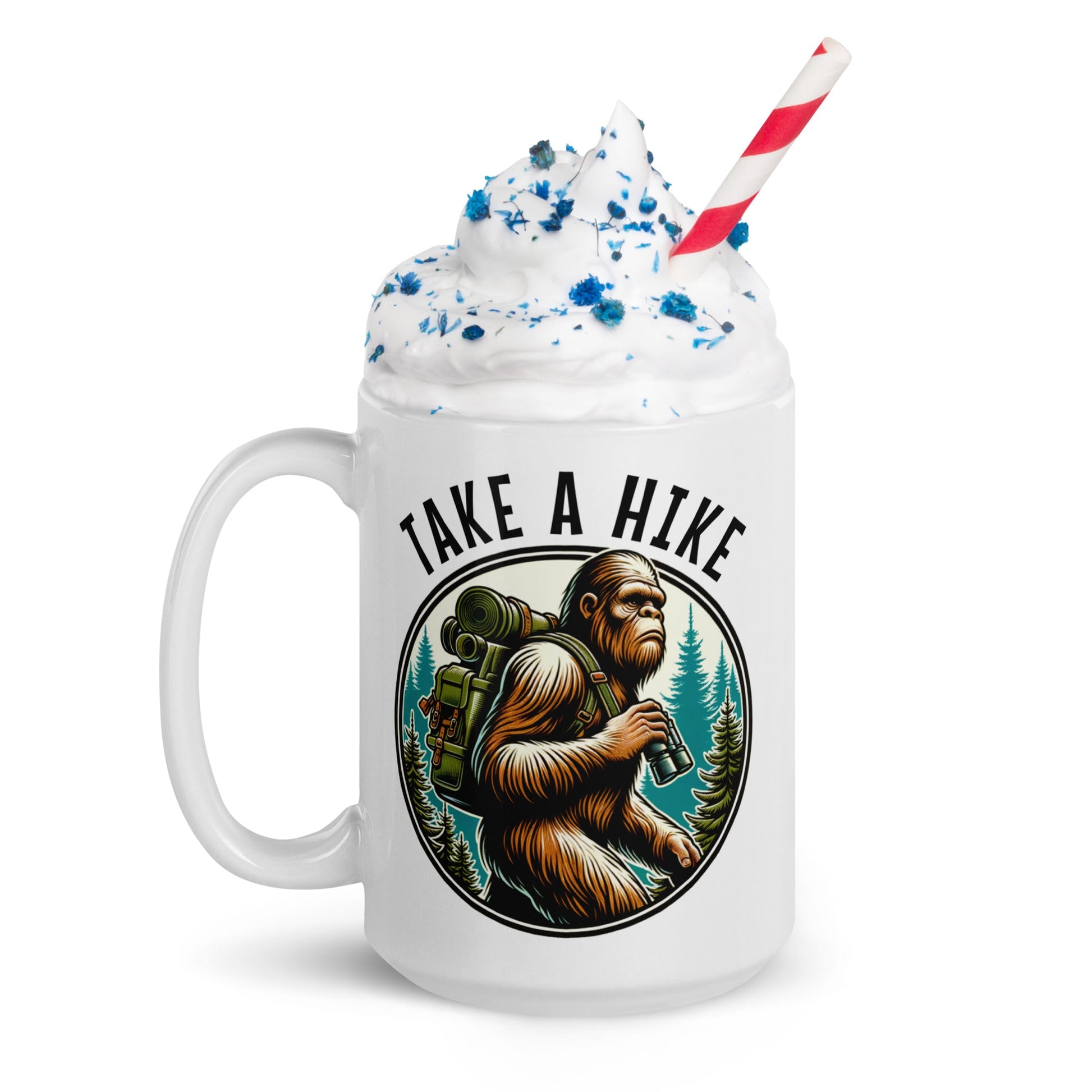 Bigfoot Take A Hike White Glossy Mug (11 oz, 15 oz, 20 oz) - Mugs - Discovery Co.