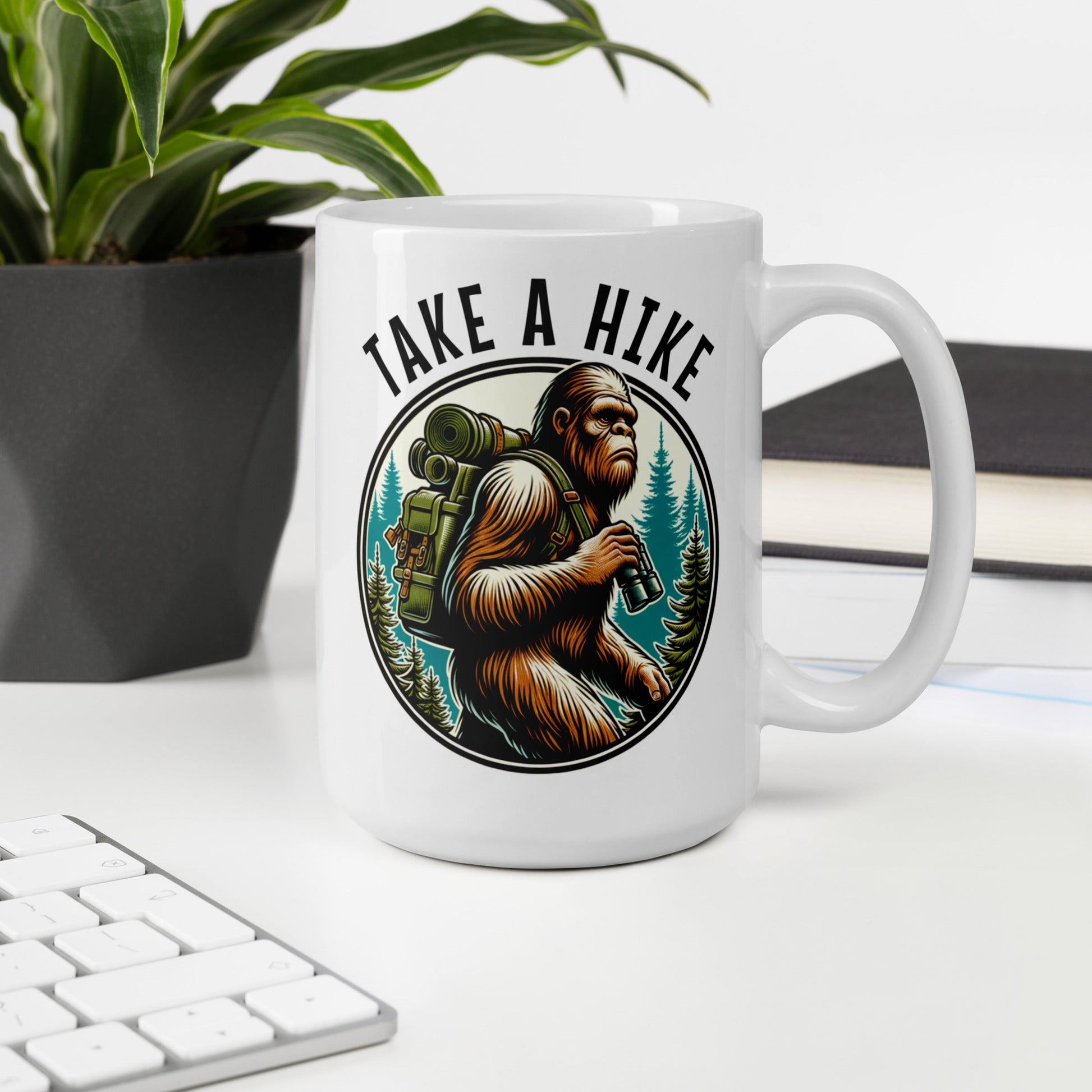 Bigfoot Take A Hike White Glossy Mug (11 oz, 15 oz, 20 oz) - Mugs - Discovery Co.