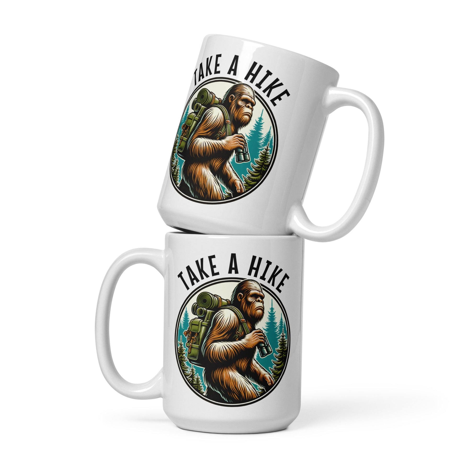 Bigfoot Take A Hike White Glossy Mug (11 oz, 15 oz, 20 oz) - Mugs - Discovery Co.