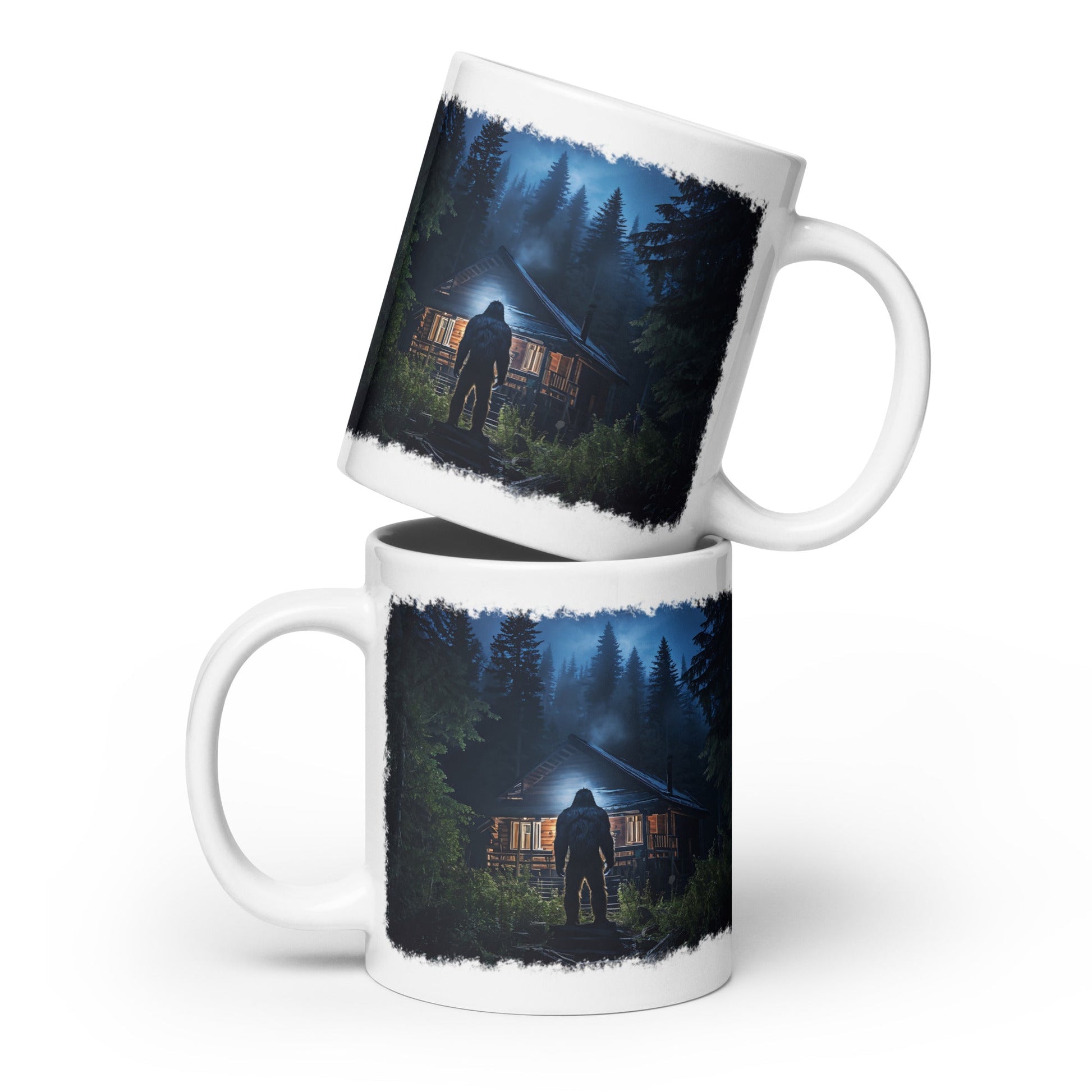 Bigfoot Visit White Glossy Mug (11 oz, 15 oz, 20 oz) - Mugs - Discovery Co.