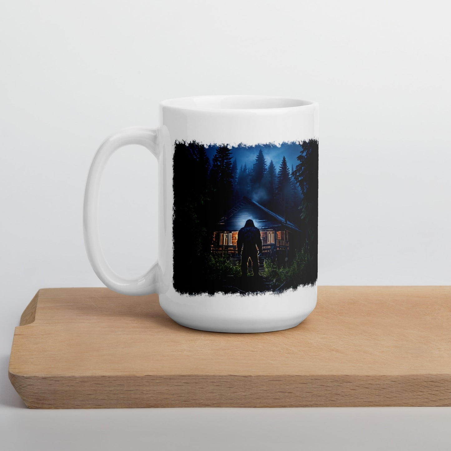 Bigfoot Visit White Glossy Mug (11 oz, 15 oz, 20 oz) - Mugs - Discovery Co.