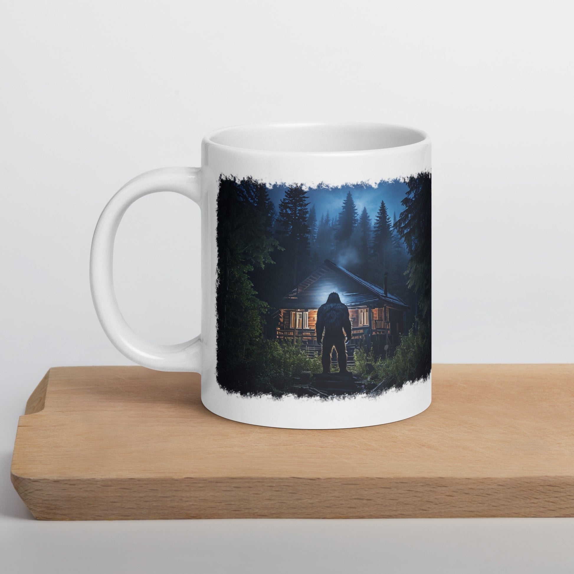 Bigfoot Visit White Glossy Mug (11 oz, 15 oz, 20 oz) - Mugs - Discovery Co.