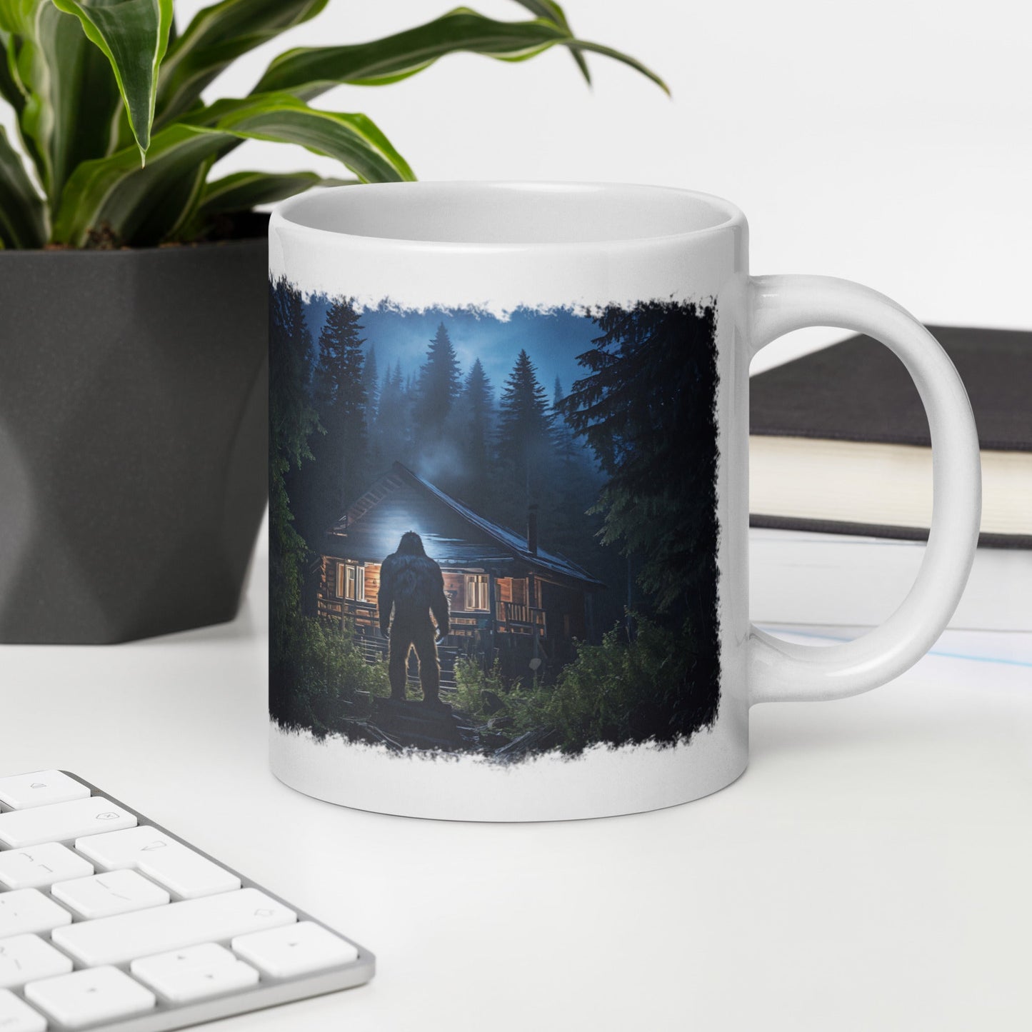 Bigfoot Visit White Glossy Mug (11 oz, 15 oz, 20 oz) - Mugs - Discovery Co.