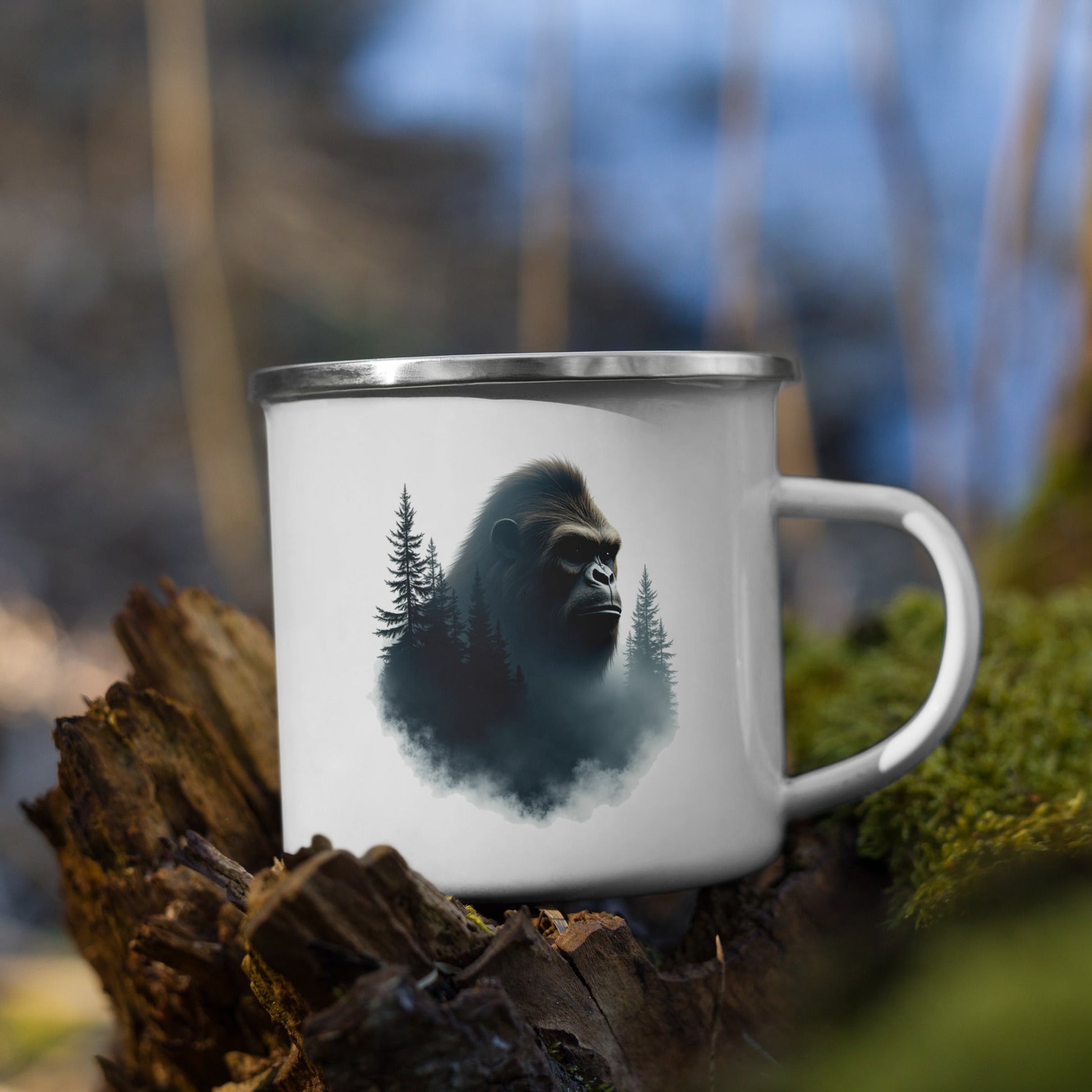 Bigfoot Watching Enamel Mug - Mugs - Discovery Co.