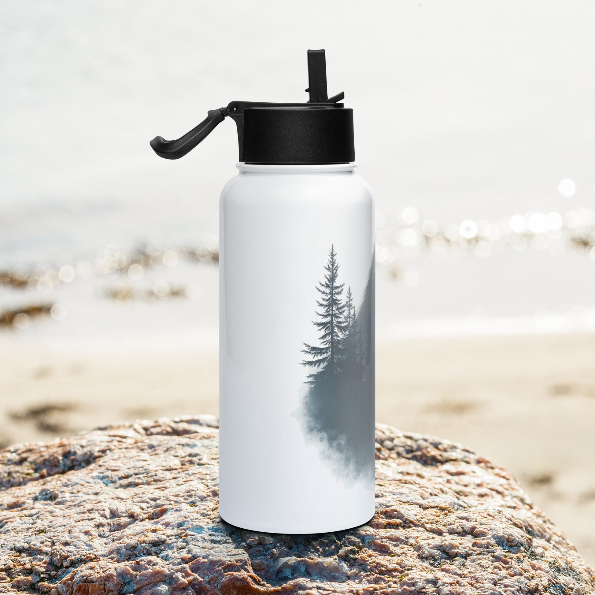 Bigfoot Watching Stainless Steel Water Bottle With Straw Lid - Stainless Steel Water Bottle With Straw Lid - Discovery Co.