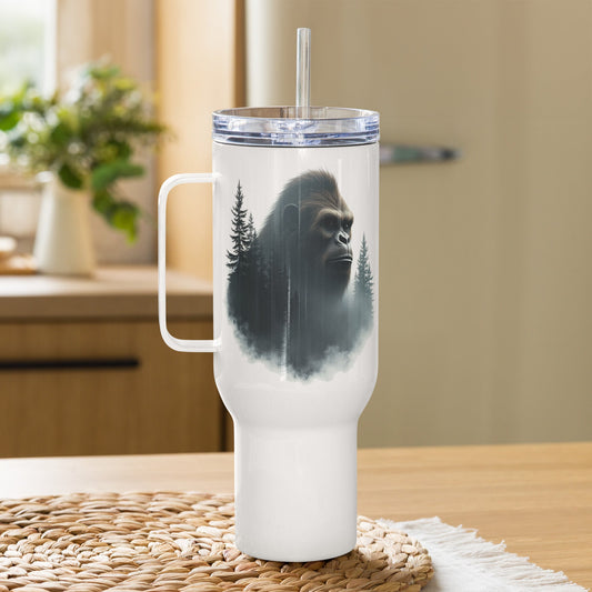 Bigfoot Watching Travel Mug With Handle (25 oz and 40 oz) - Travel Mug - Discovery Co.