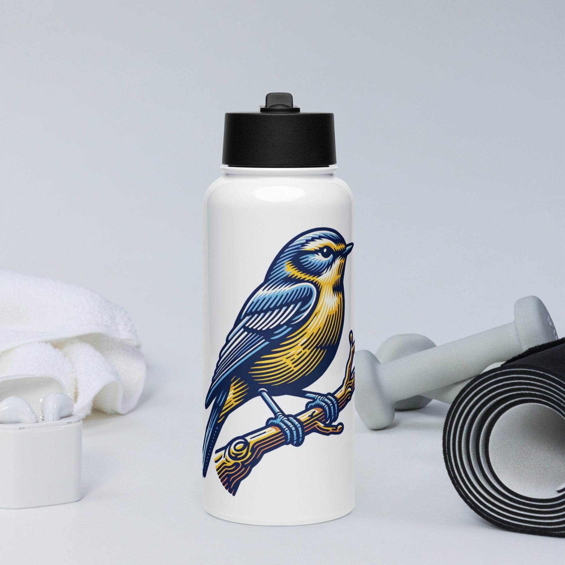 Bird III Stainless Steel Water Bottle With Straw Lid - Stainless Steel Water Bottle With Straw Lid - Discovery Co.