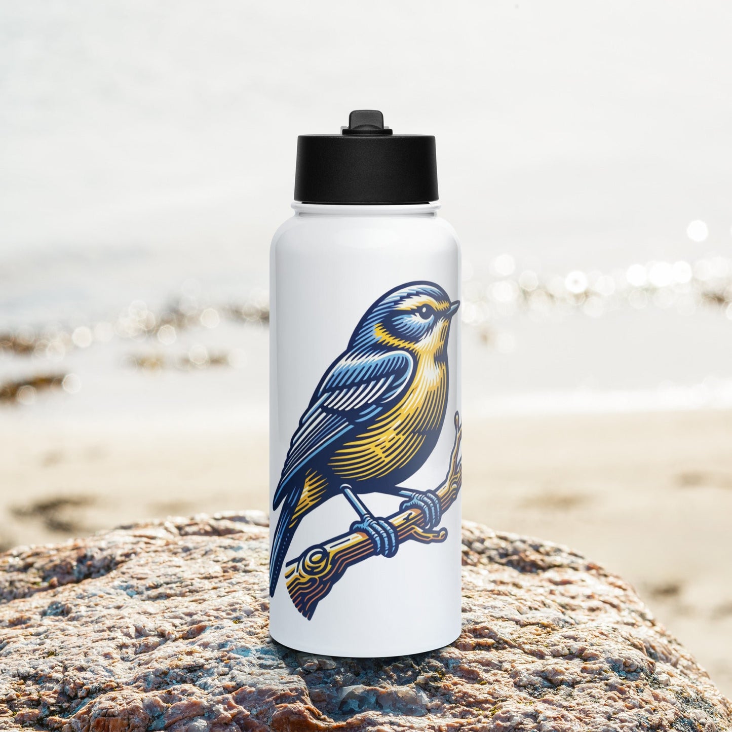 Bird III Stainless Steel Water Bottle With Straw Lid - Stainless Steel Water Bottle With Straw Lid - Discovery Co.