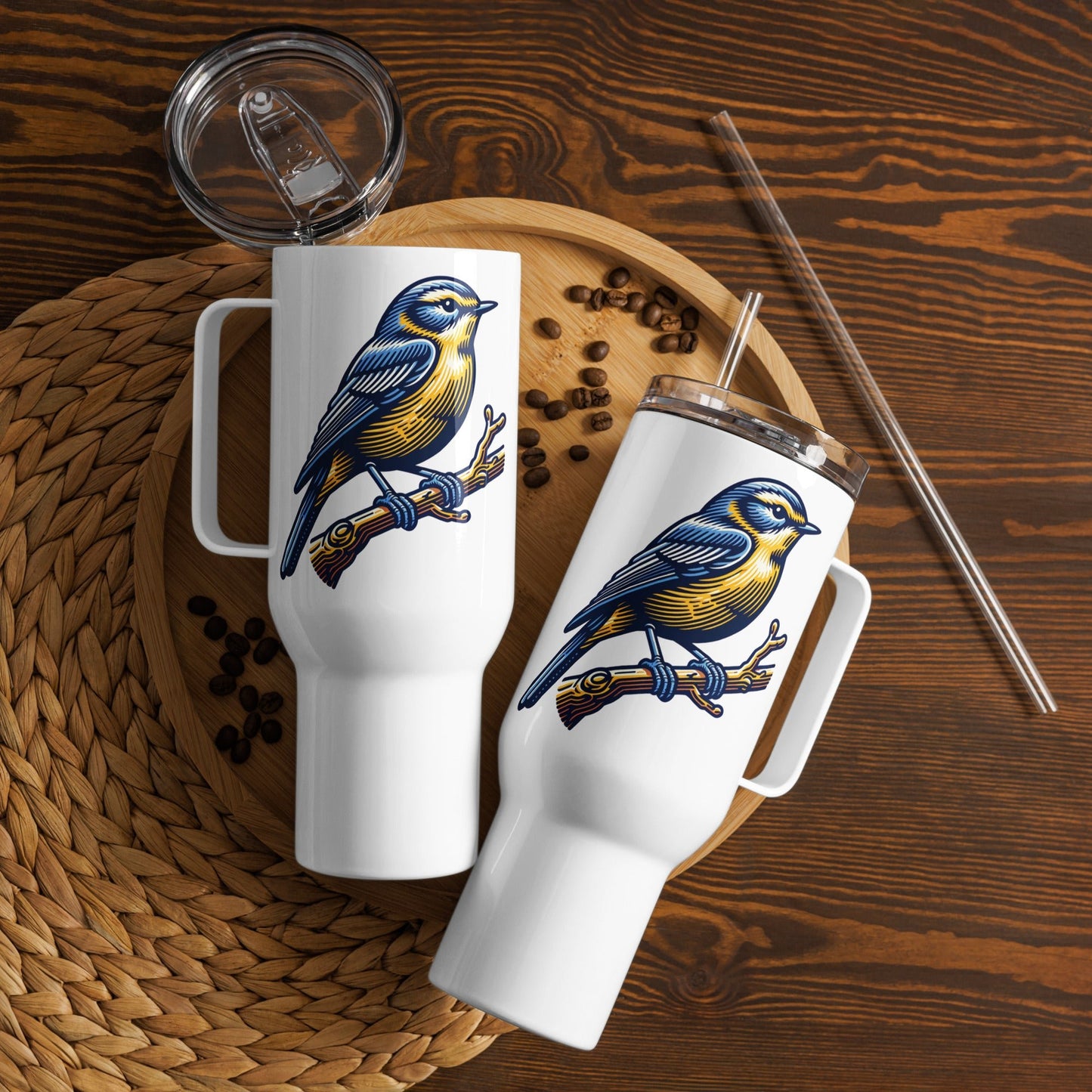 Bird III Travel Mug With Handle (25 oz and 40 oz) - Travel Mug - Discovery Co.