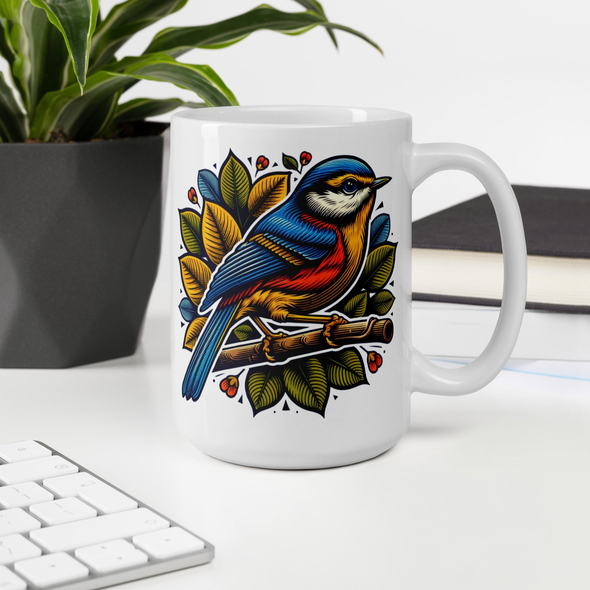 Bird IV White Glossy Mug (11 oz, 15 oz, 20 oz) - Mugs - Discovery Co.