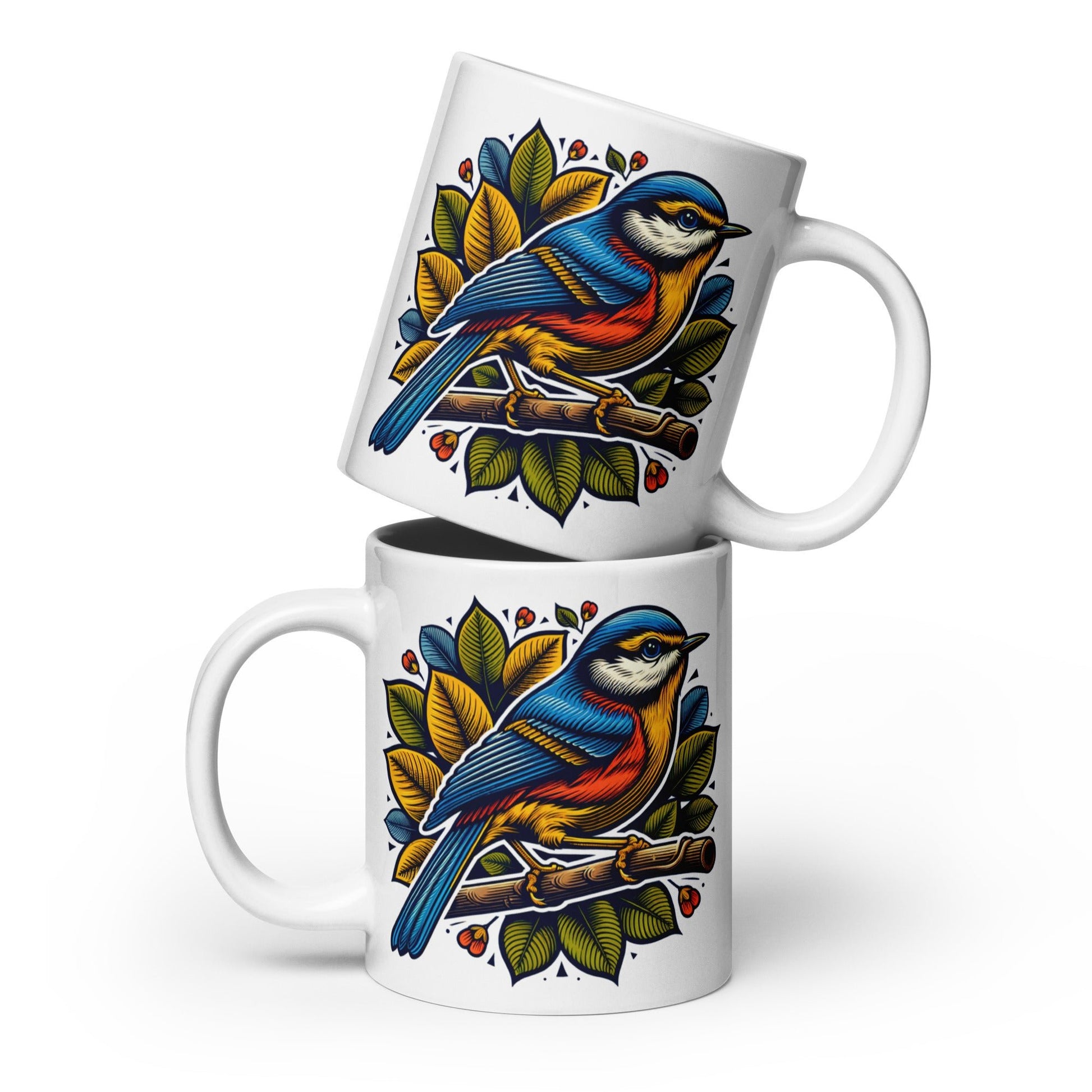 Bird IV White Glossy Mug (11 oz, 15 oz, 20 oz) - Mugs - Discovery Co.
