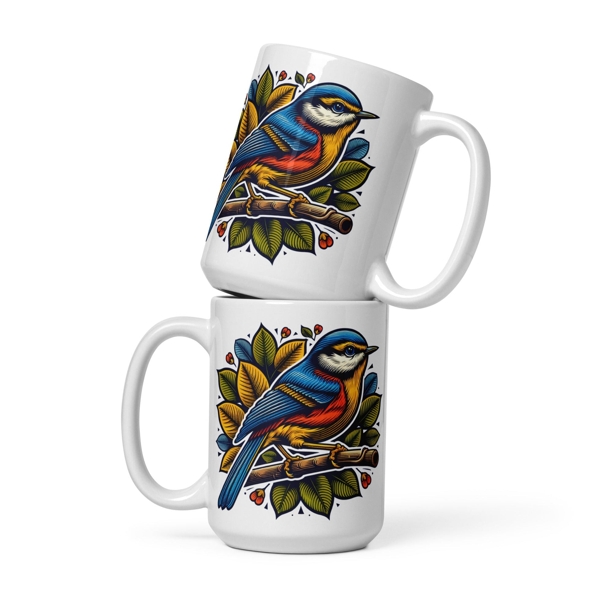 Bird IV White Glossy Mug (11 oz, 15 oz, 20 oz) - Mugs - Discovery Co.