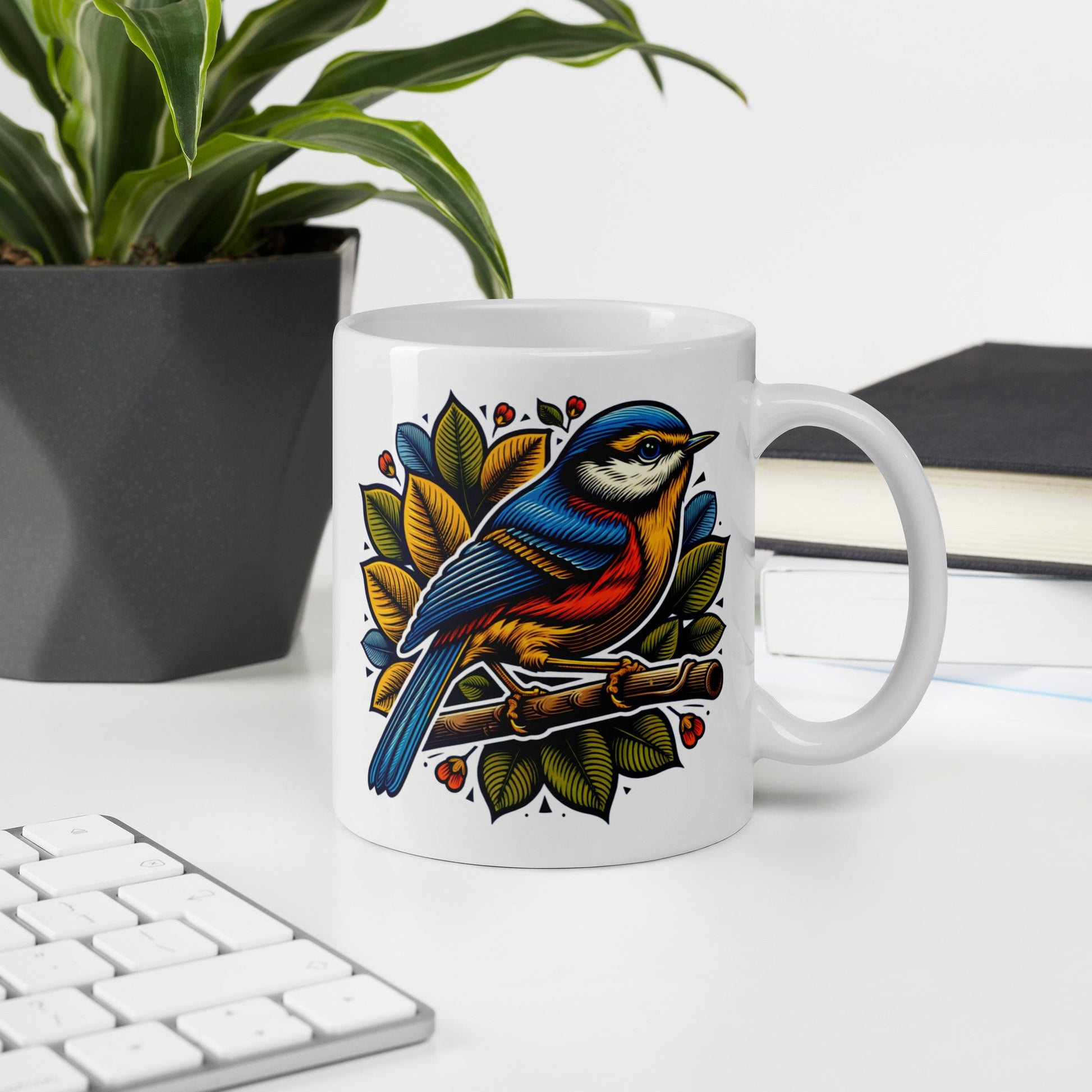 Bird IV White Glossy Mug (11 oz, 15 oz, 20 oz) - Mugs - Discovery Co.
