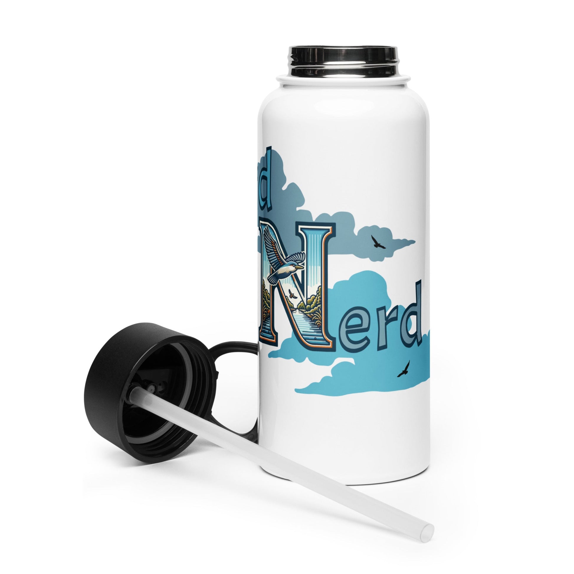 Bird Nerd Stainless Steel Water Bottle With Straw Lid - Stainless Steel Water Bottle With Straw Lid - Discovery Co.