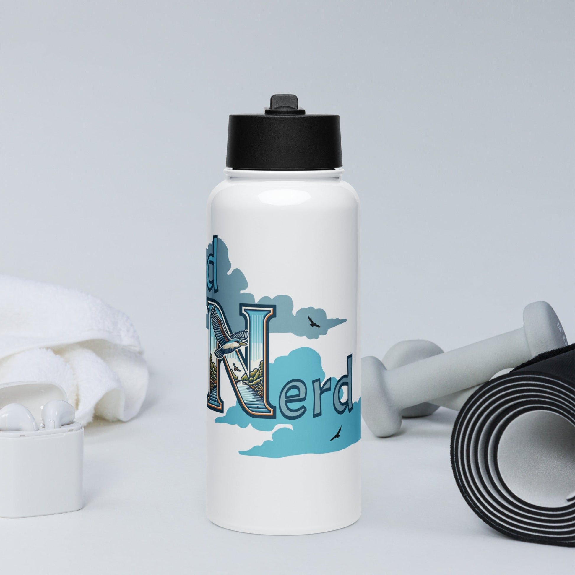 Bird Nerd Stainless Steel Water Bottle With Straw Lid - Stainless Steel Water Bottle With Straw Lid - Discovery Co.