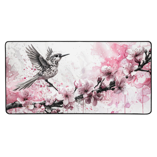 Bird On Cherry Blossom Branch Desk Mat - Mouse Pads - Discovery Co.