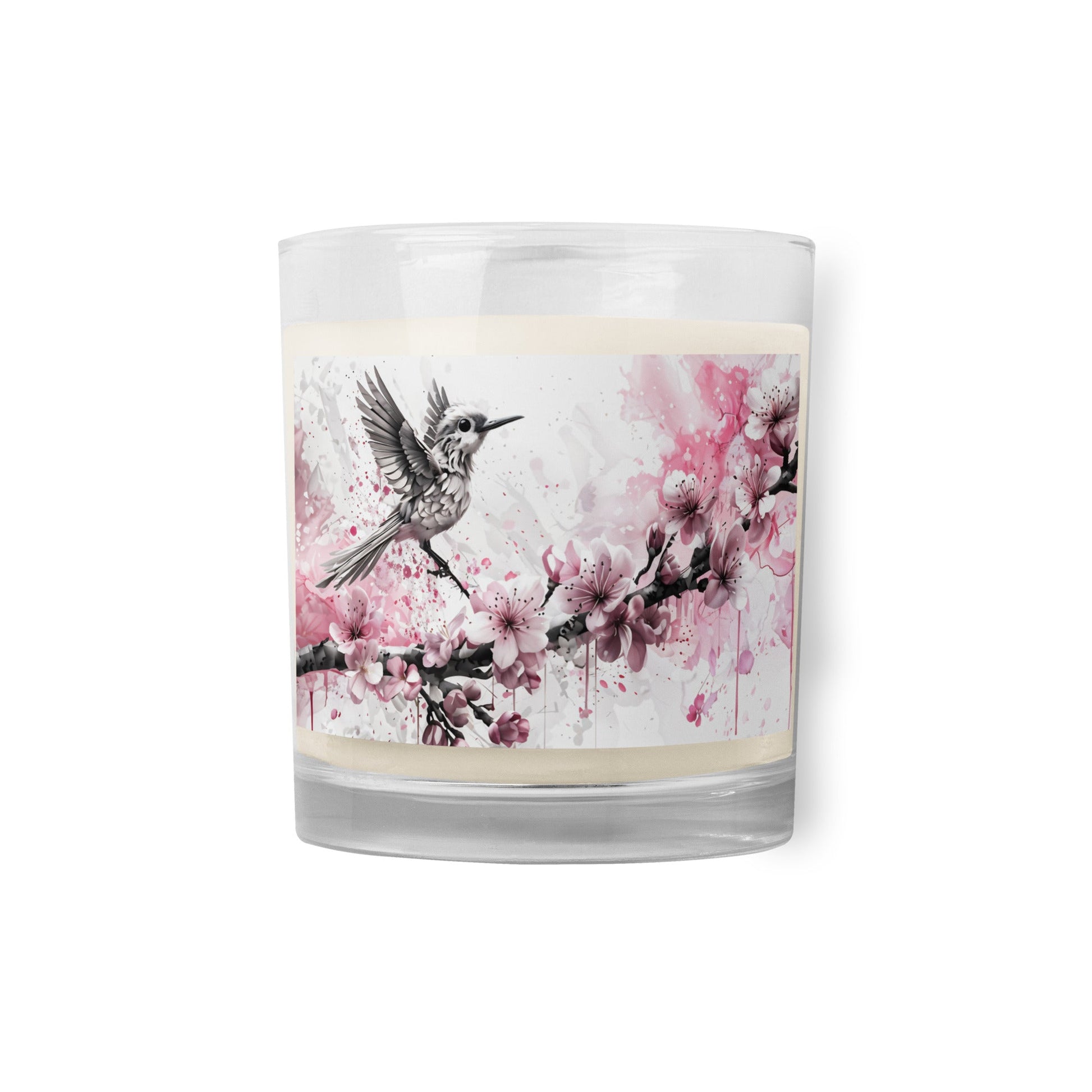 Bird On Cherry Blossom Branch Glass Jar Soy Wax Candle - Candles - Discovery Co.