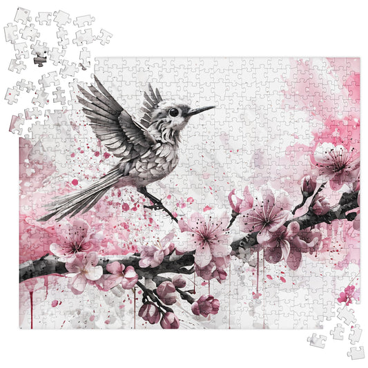 Bird On Cherry Blossom Branch Jigsaw Puzzle - Puzzle - Discovery Co.