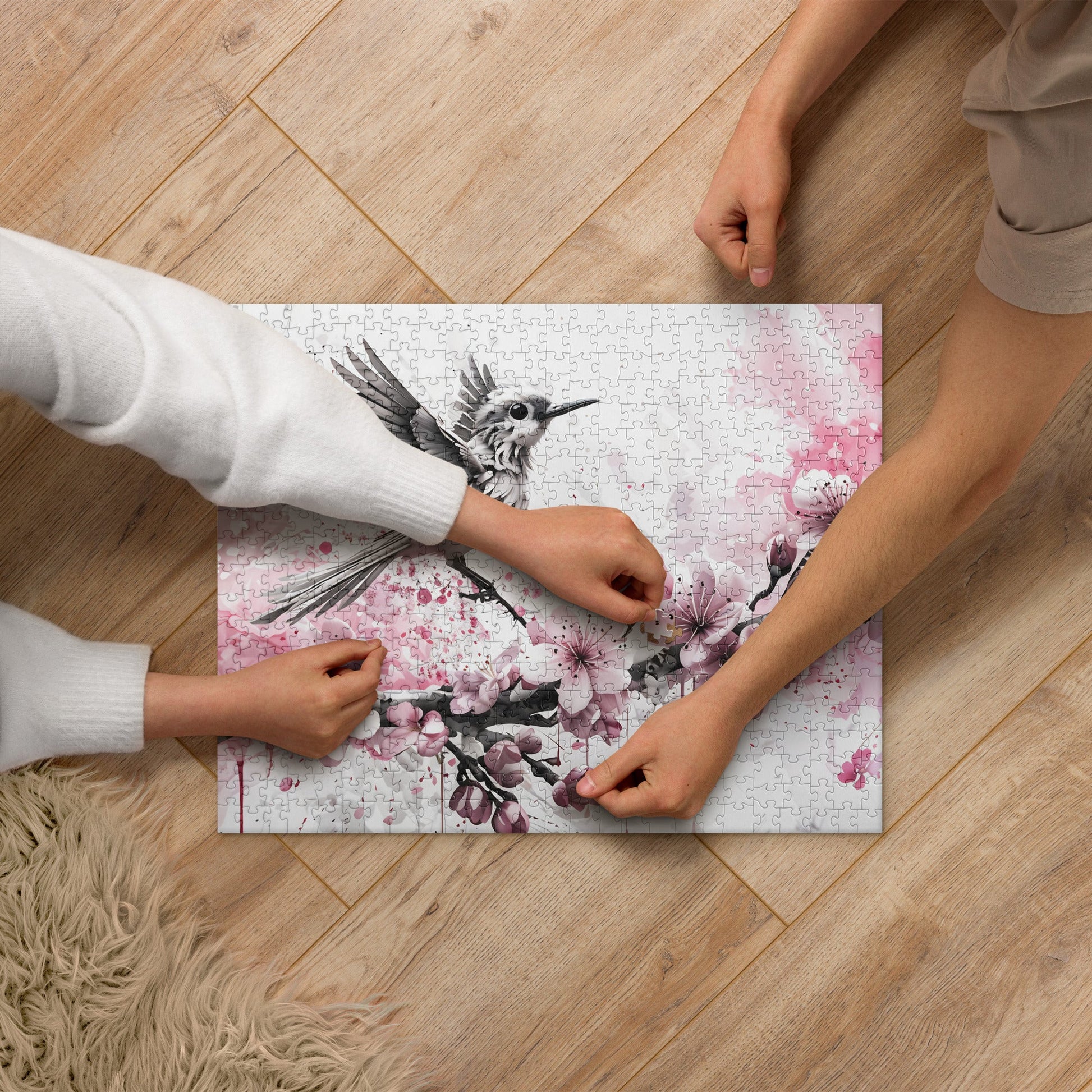 Bird On Cherry Blossom Branch Jigsaw Puzzle - Puzzle - Discovery Co.