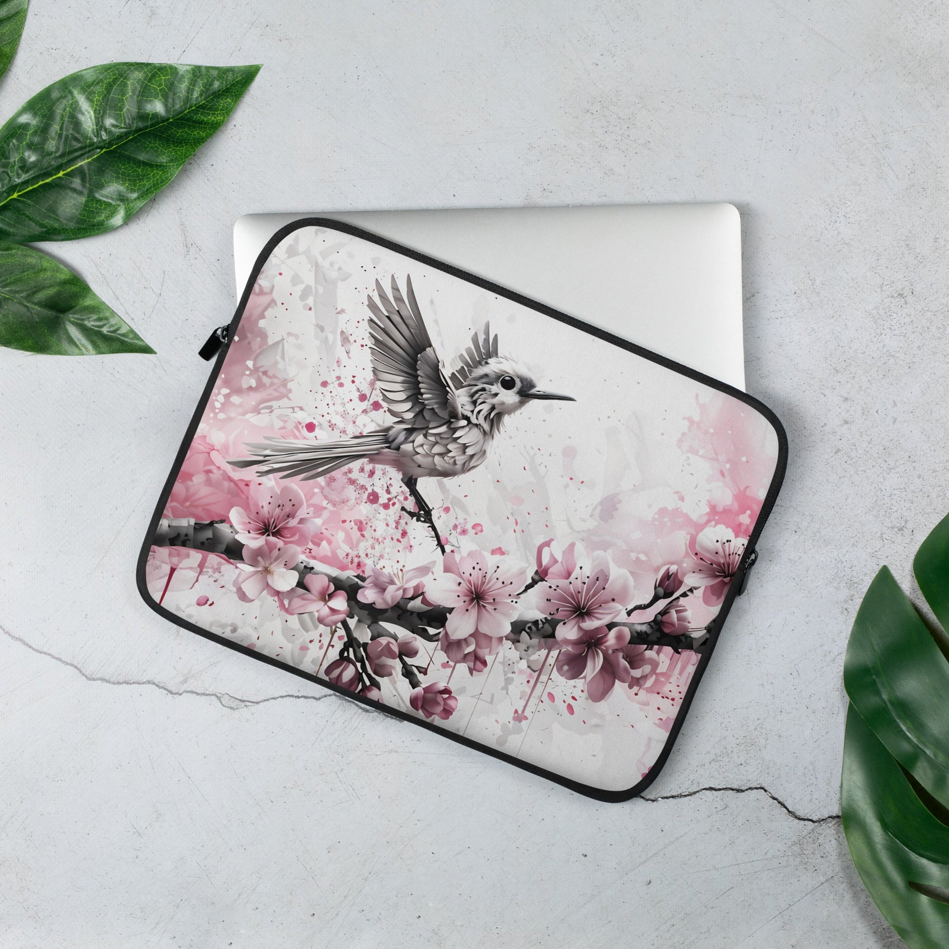 Bird On Cherry Blossom Branch Laptop Sleeve - Laptop Cases - Discovery Co.