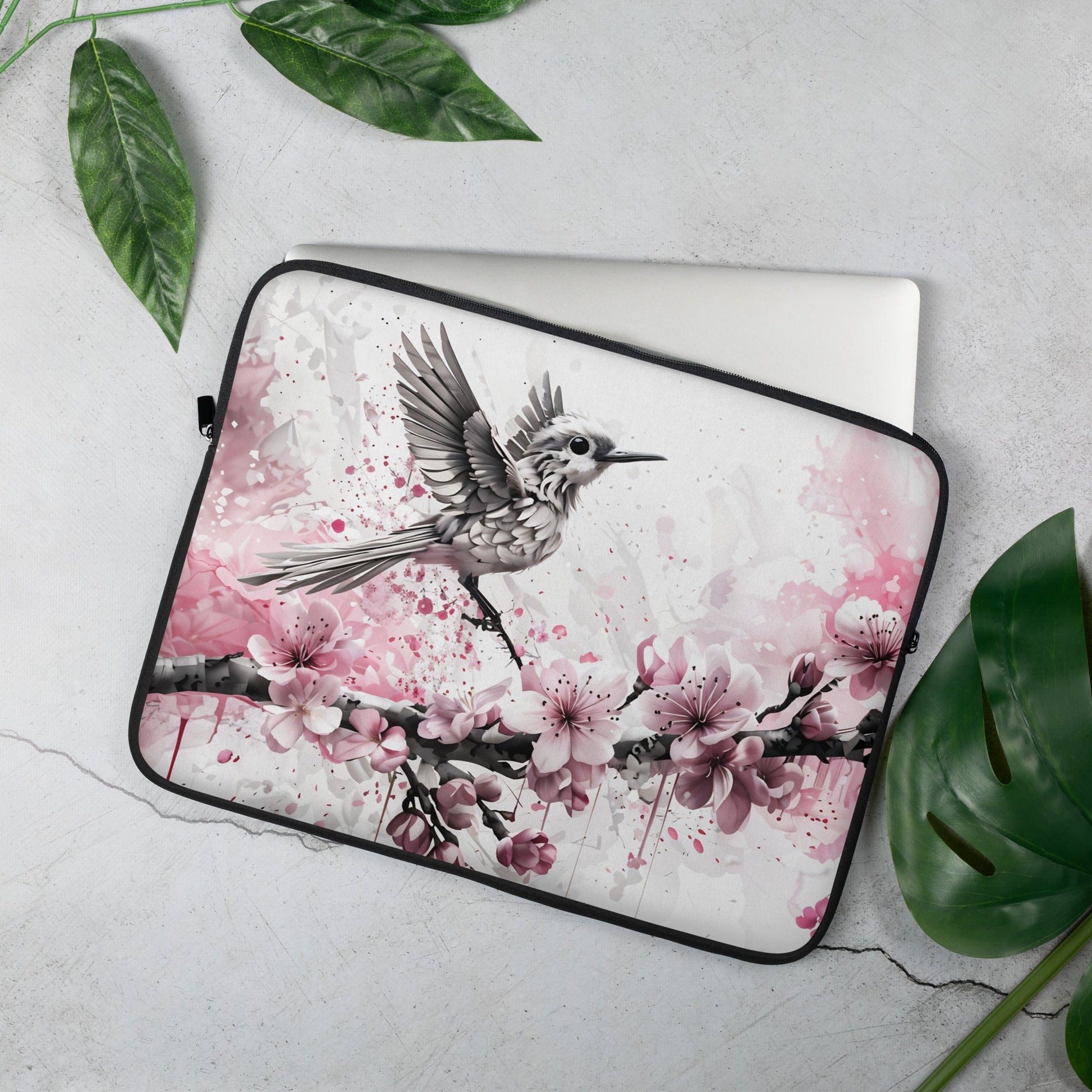 Bird On Cherry Blossom Branch Laptop Sleeve - Laptop Cases - Discovery Co.