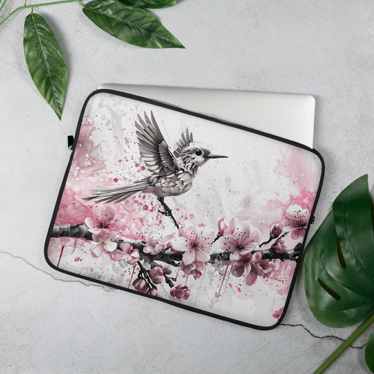 Bird On Cherry Blossom Branch Laptop Sleeve - Laptop Cases - Discovery Co.