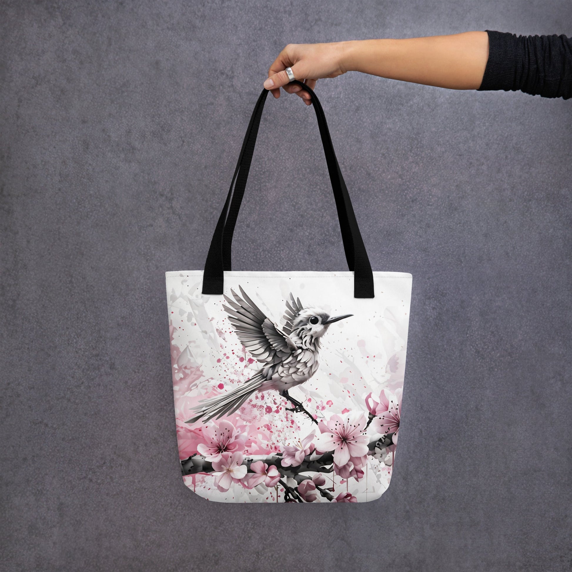 Bird On Cherry Blossom Branch Tote Bag - Tote Bags - Discovery Co.