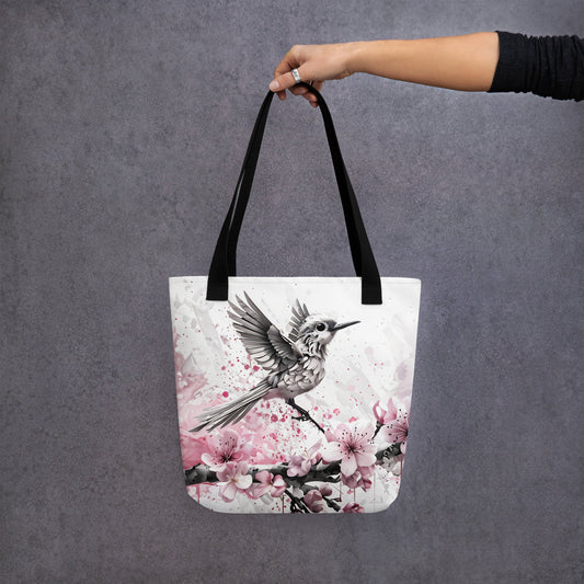 Bird On Cherry Blossom Branch Tote Bag - Tote Bags - Discovery Co.