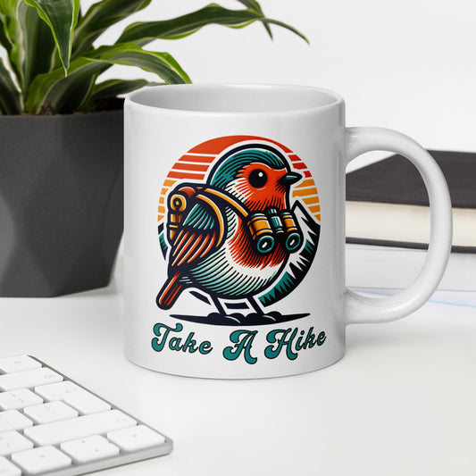 Bird Take A Hike White Glossy Mug (11 oz, 15 oz, 20 oz) - Mugs - Discovery Co.