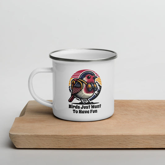 Birds Just Want To Have Fun Enamel Mug - Mugs - Discovery Co.