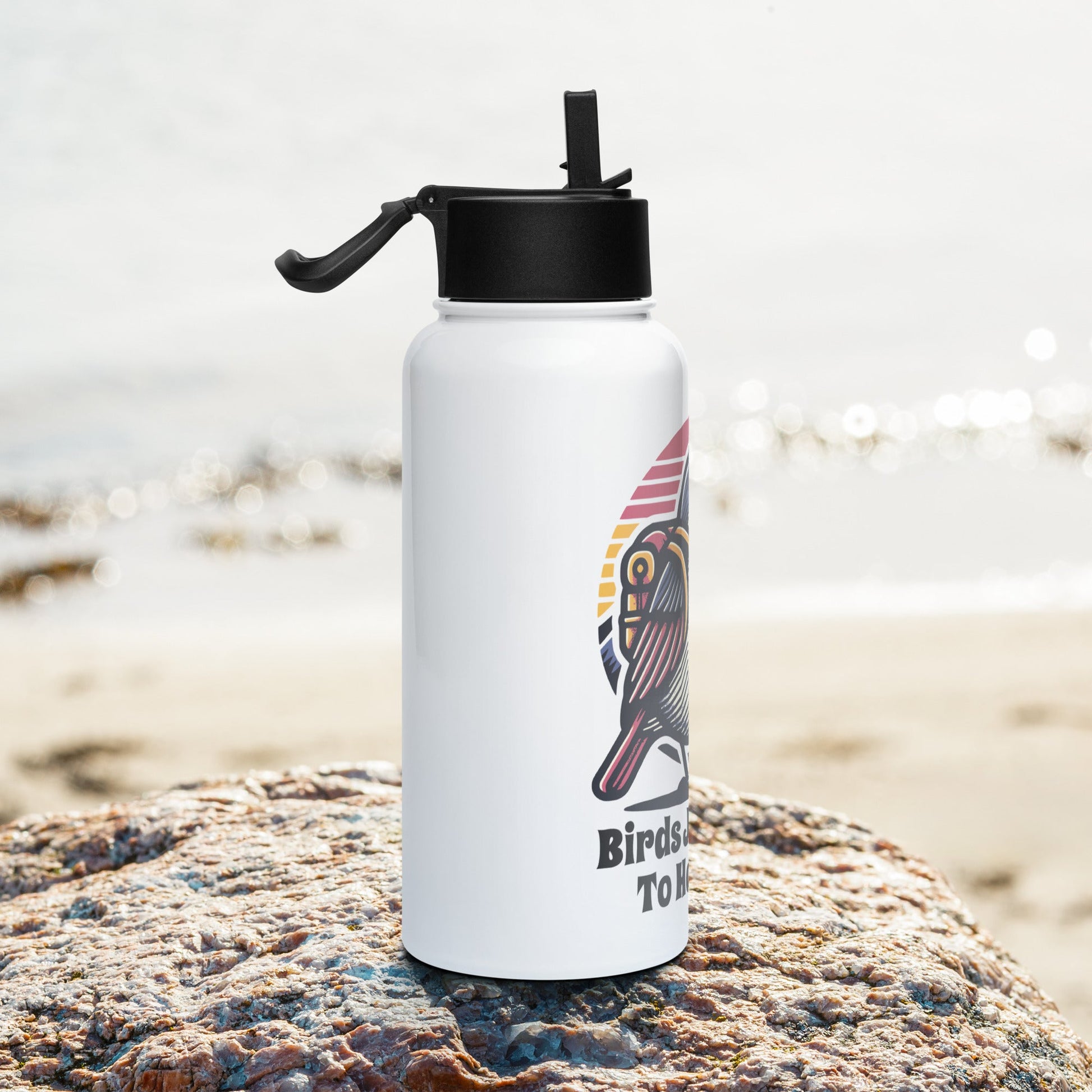Birds Just Want To Have Fun Stainless Steel Water Bottle With Straw Lid - Stainless Steel Water Bottle With Straw Lid - Discovery Co.