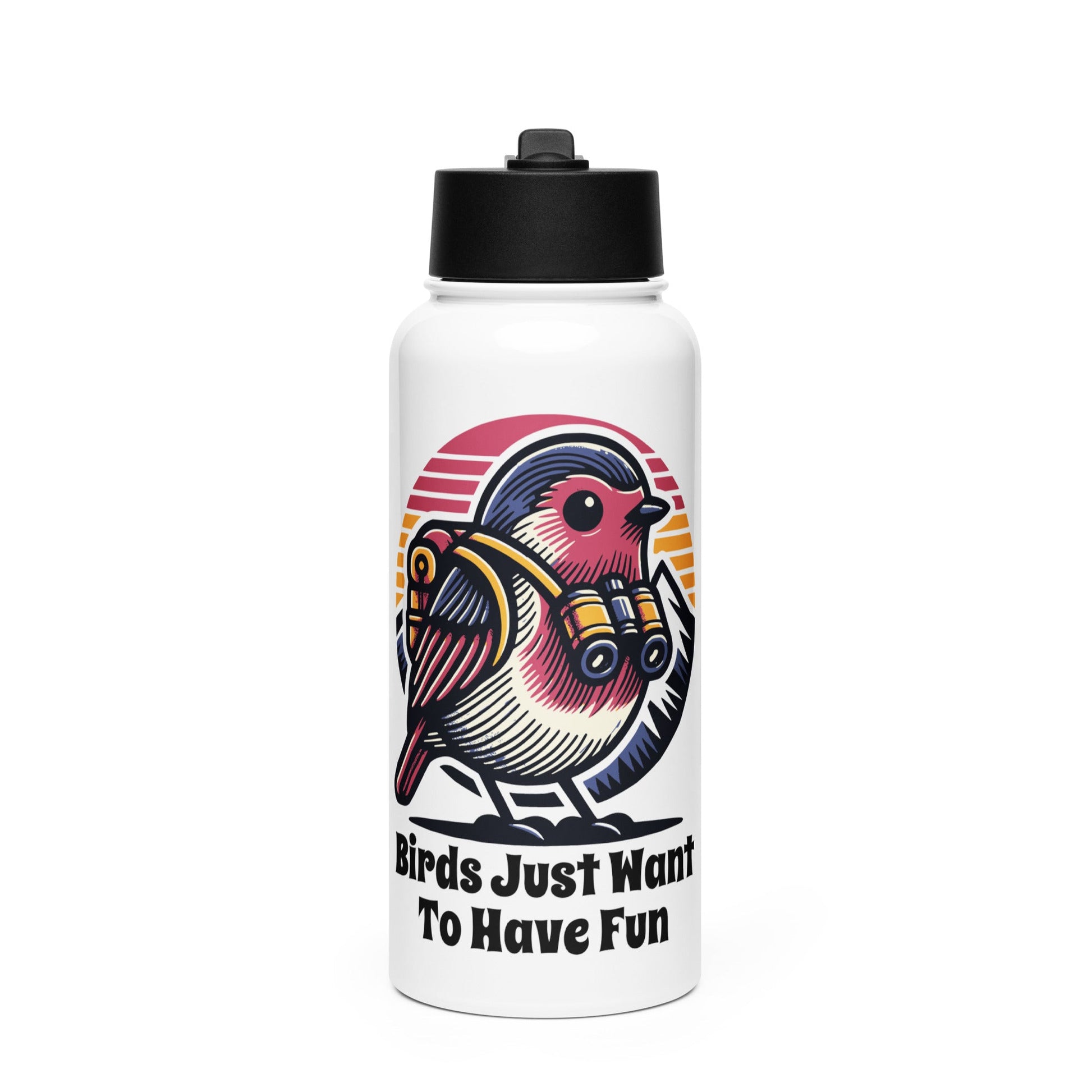 Birds Just Want To Have Fun Stainless Steel Water Bottle With Straw Lid - Stainless Steel Water Bottle With Straw Lid - Discovery Co.