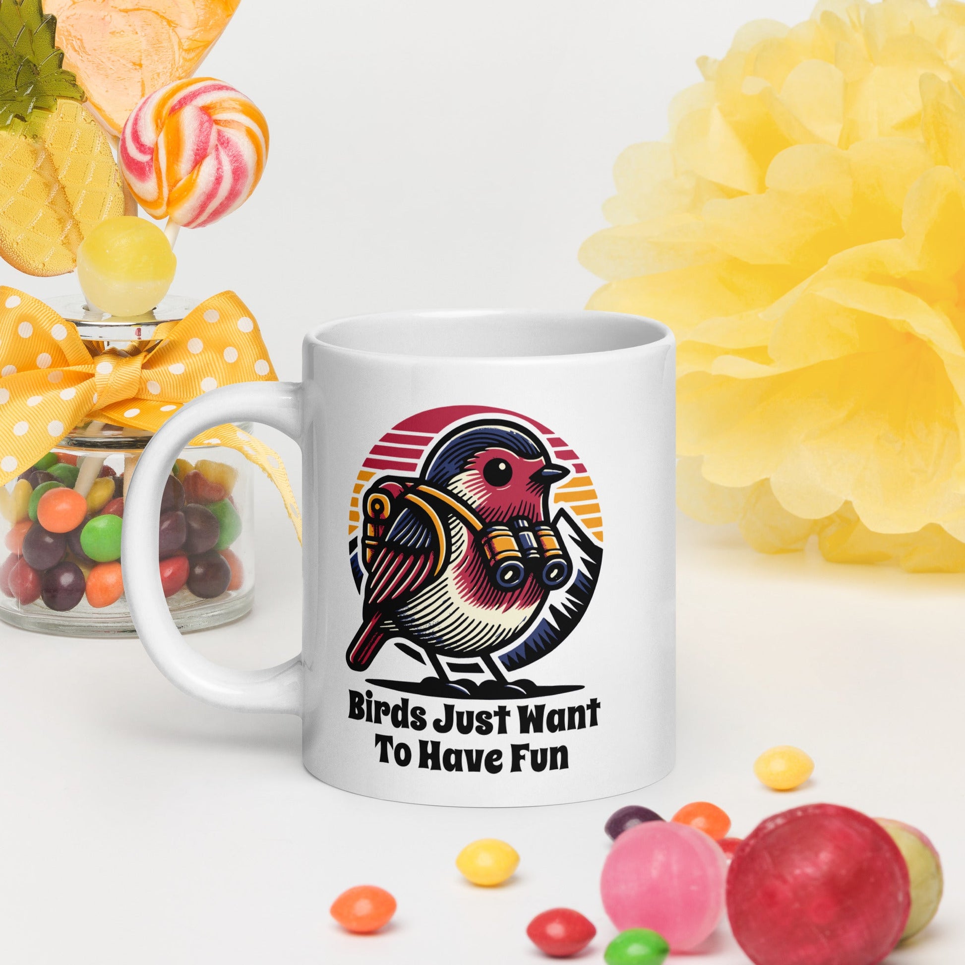Birds Just Want To Have Fun White Glossy Mug - Mugs - Discovery Co.