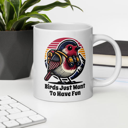Birds Just Want To Have Fun White Glossy Mug - Mugs - Discovery Co.