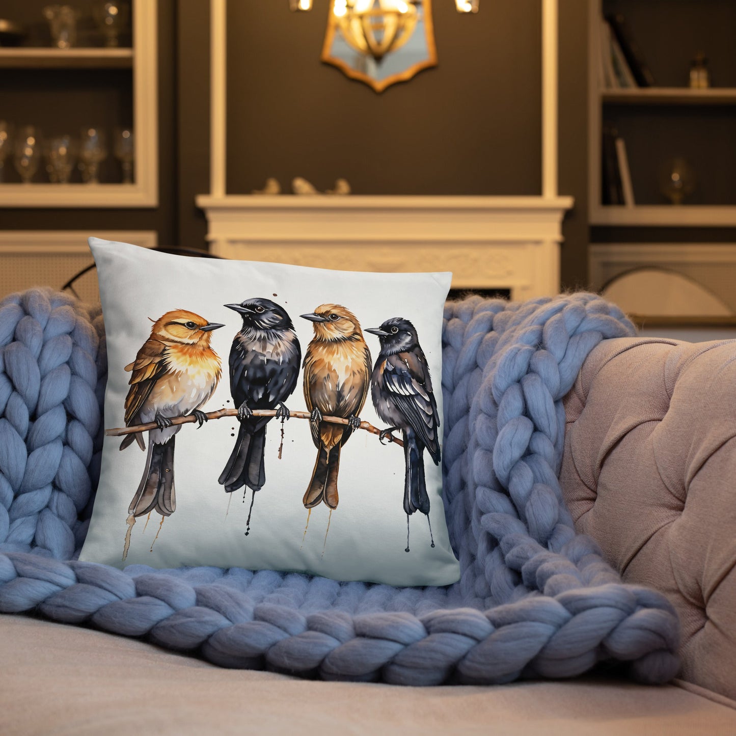 Birds Watercolor Art Basic Pillow - Pillows - Discovery Co.