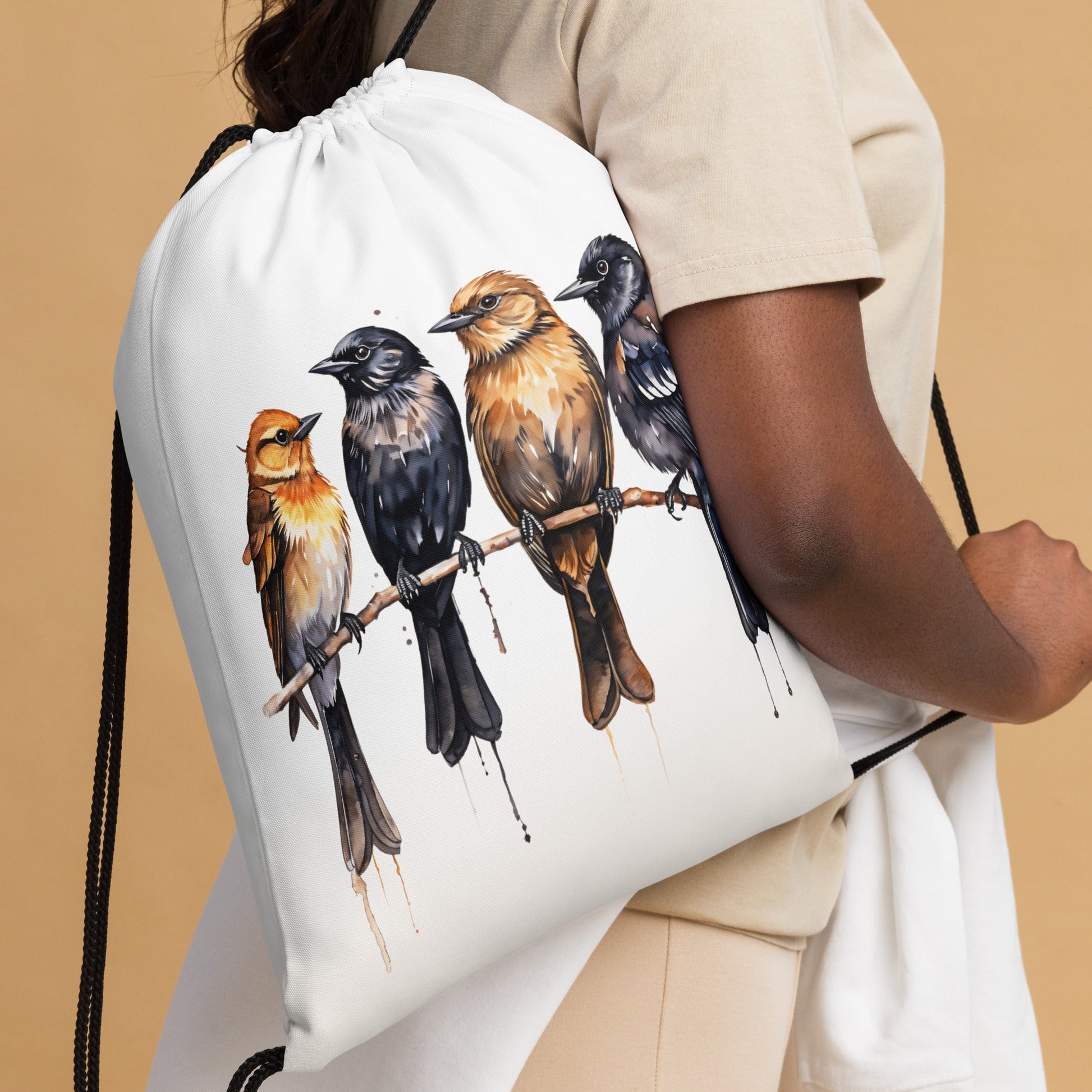 Birds Watercolor Art Drawstring Bag - Drawstring Bag - Discovery Co.