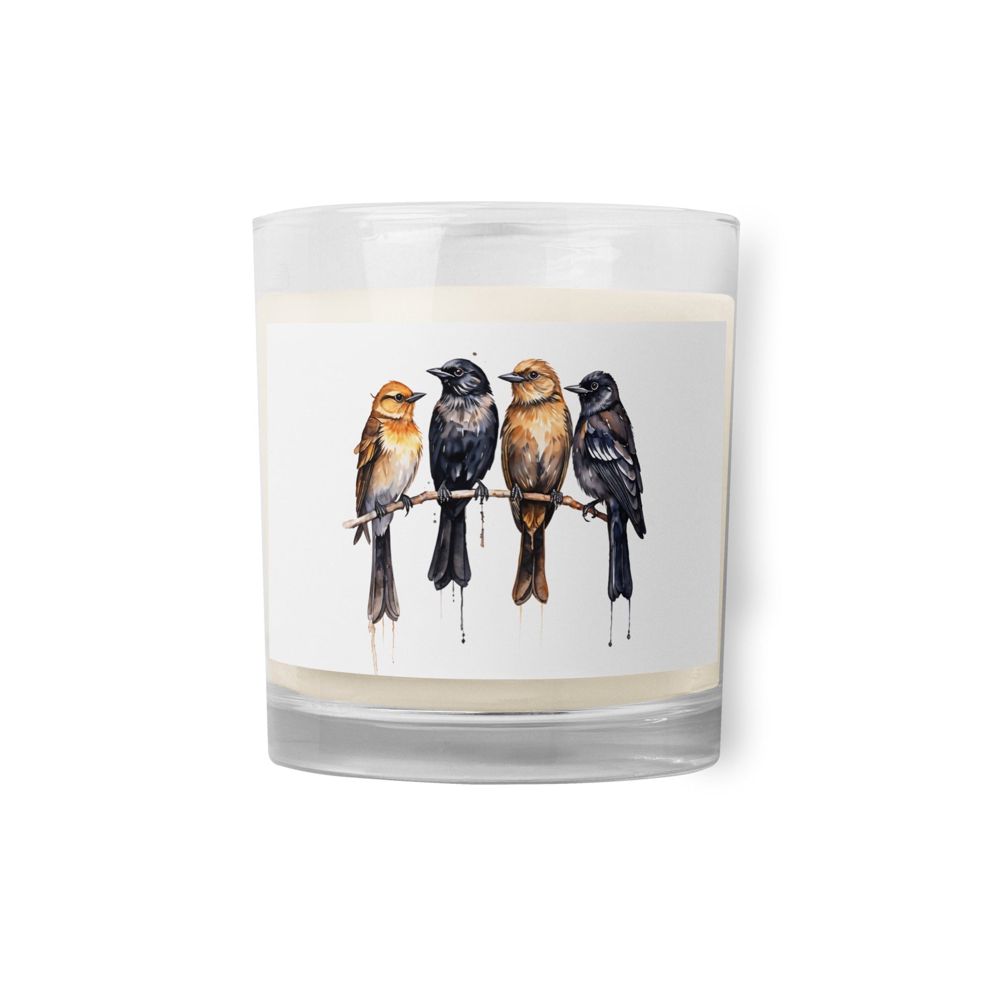 Birds Watercolor Art Glass Jar Soy Wax Candle - Candles - Discovery Co.