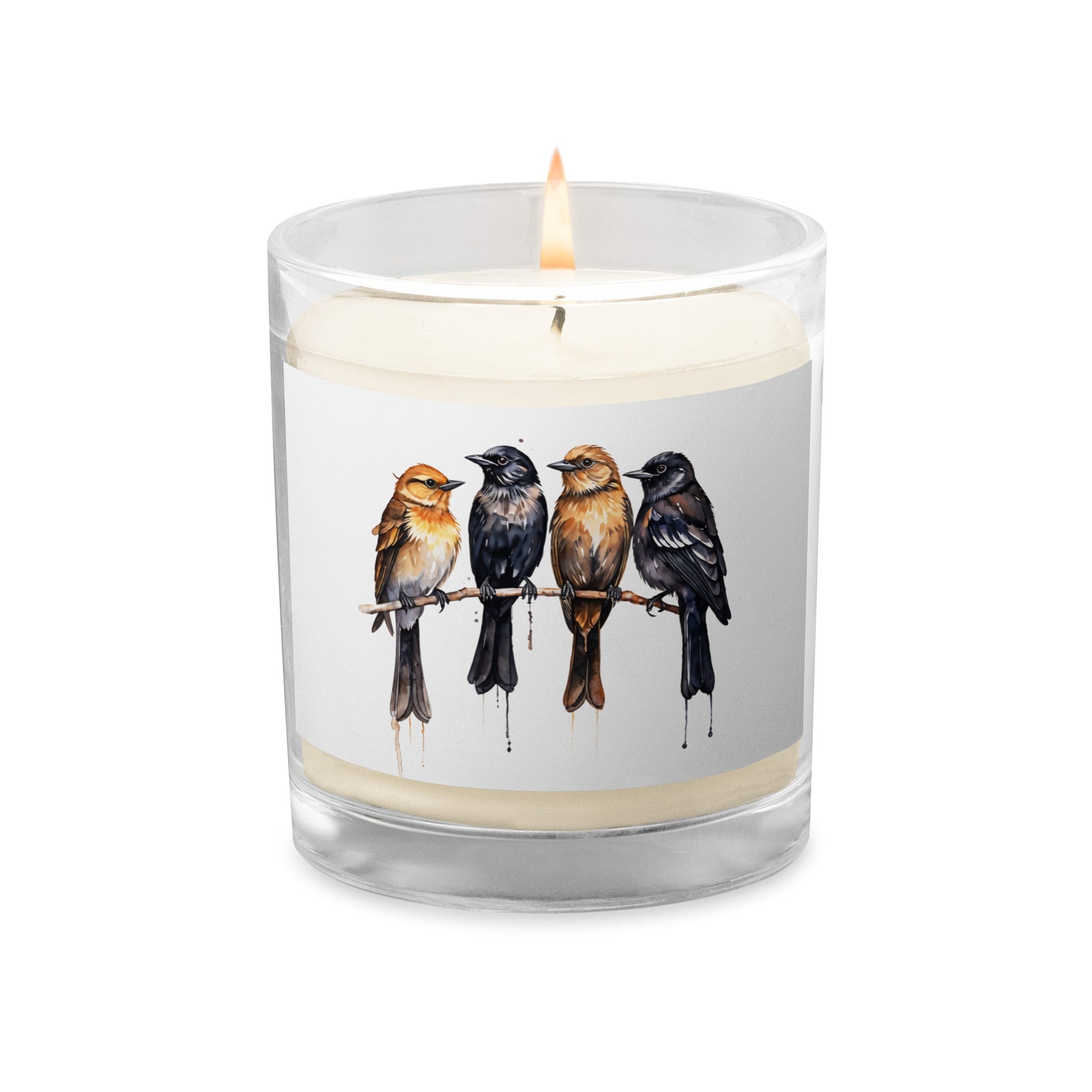 Birds Watercolor Art Glass Jar Soy Wax Candle - Candles - Discovery Co.