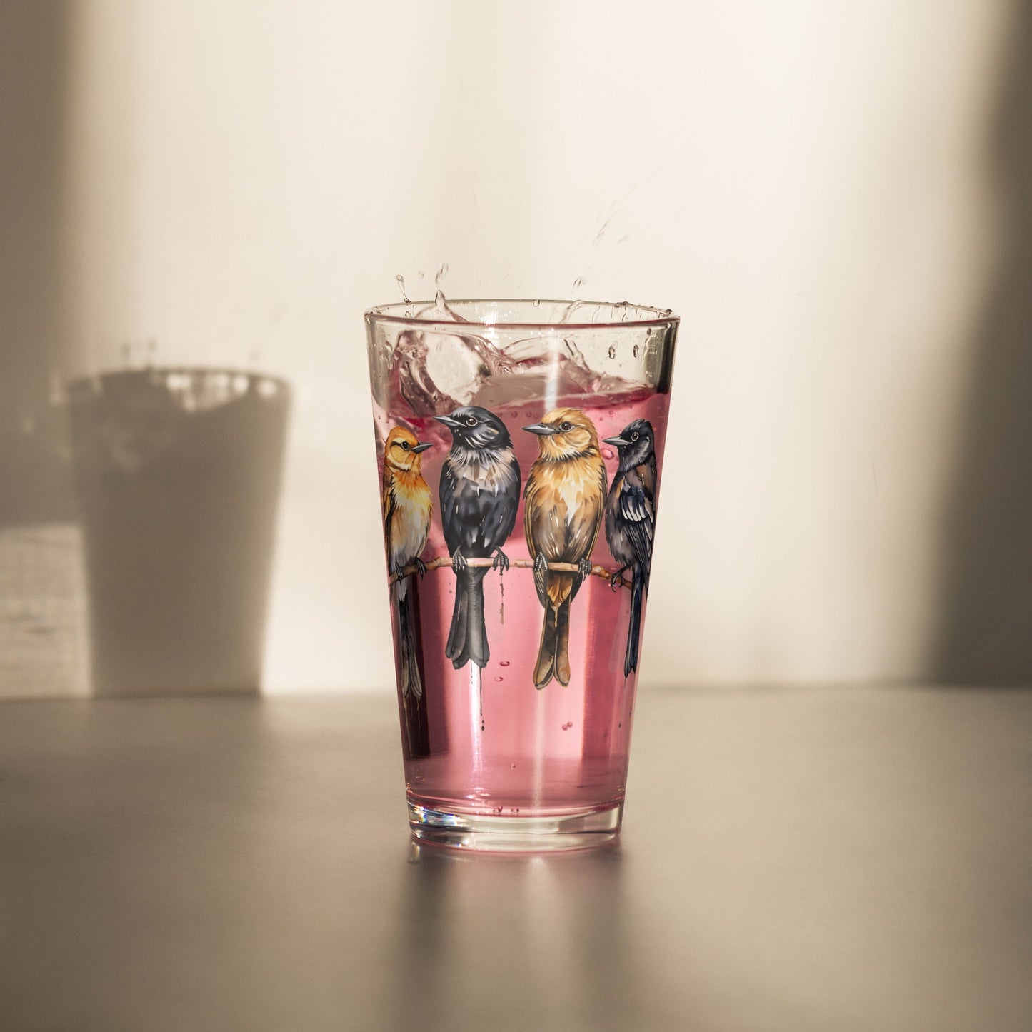 Birds Watercolor Art Pint Glass (16 oz) - Discovery Co.