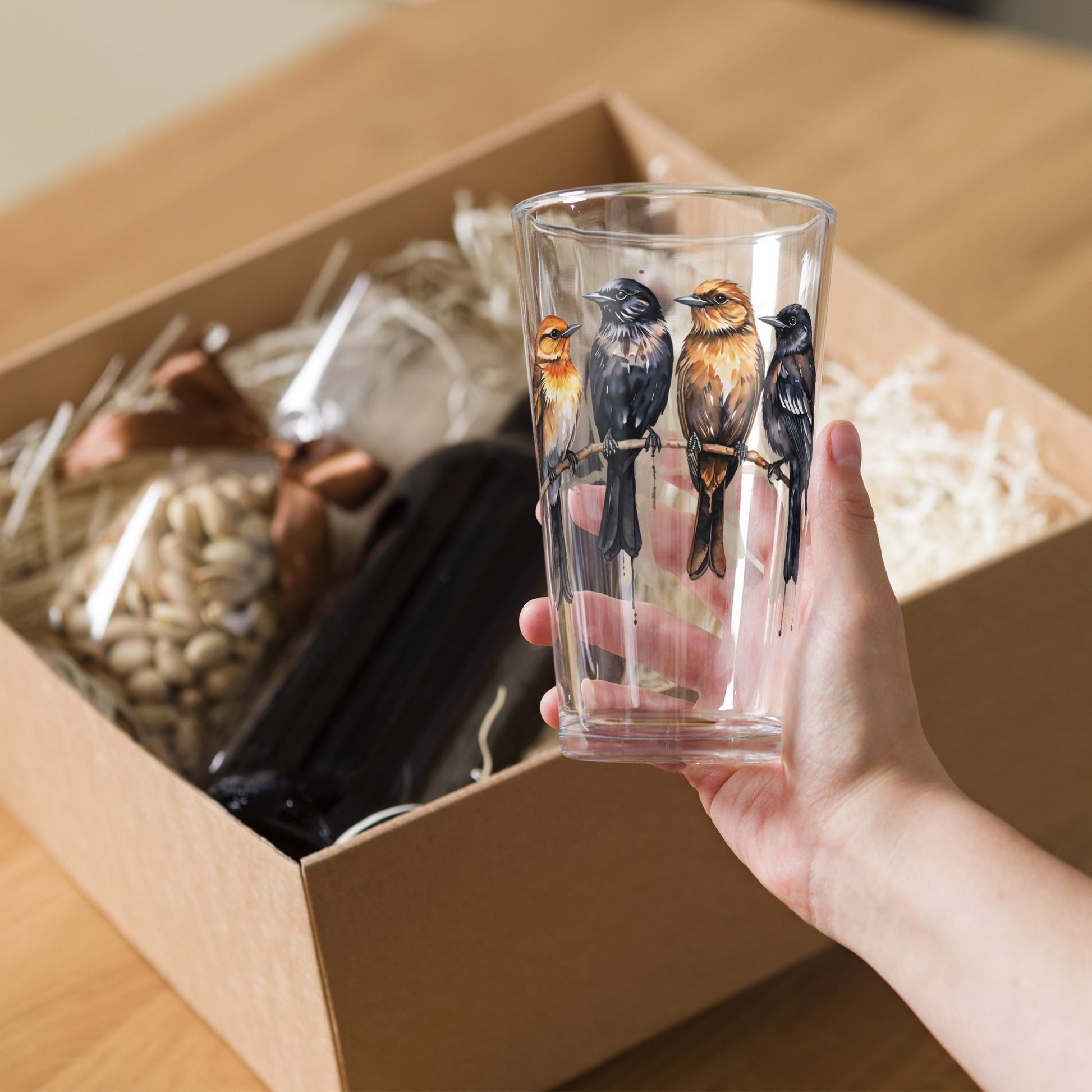 Birds Watercolor Art Pint Glass (16 oz) - Discovery Co.