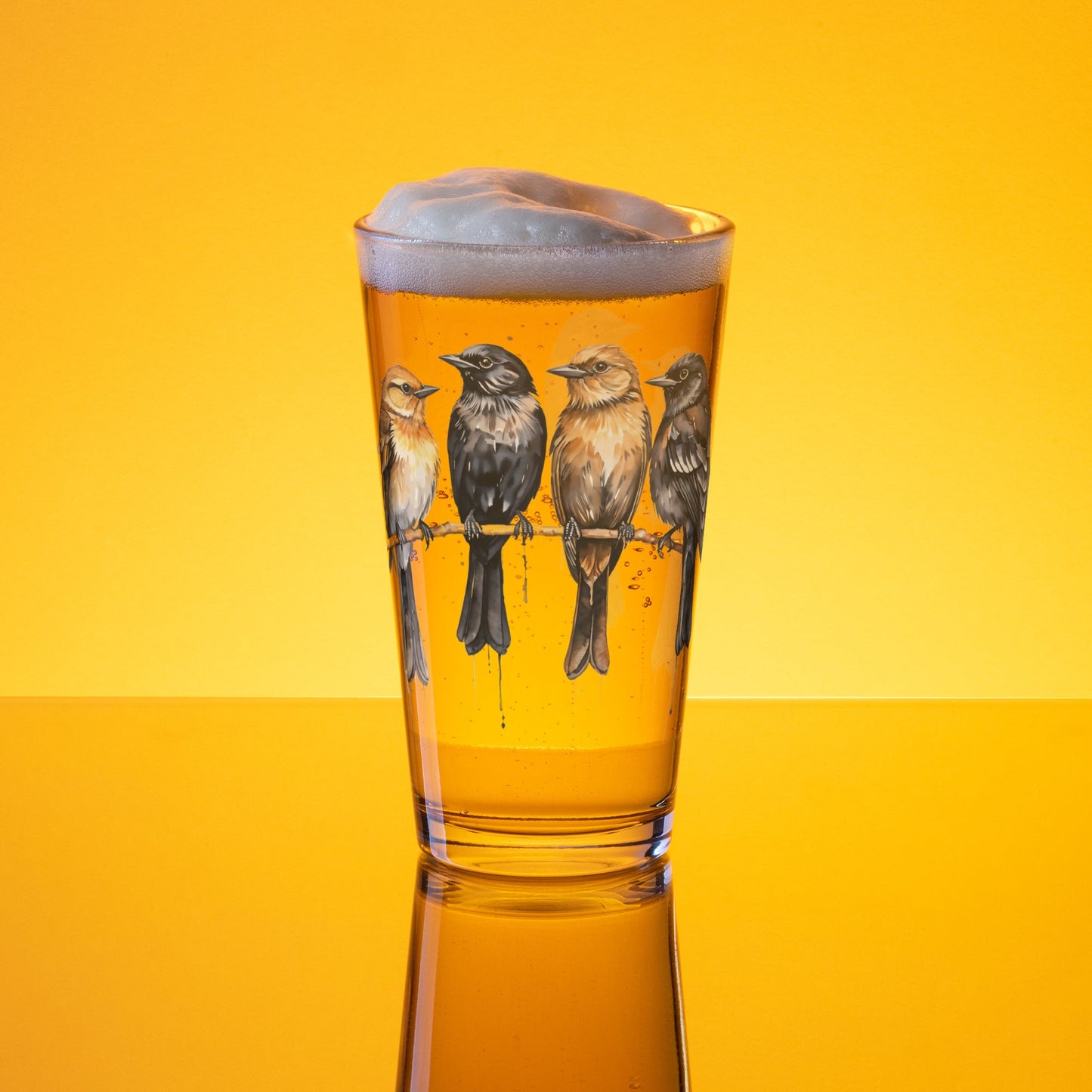 Birds Watercolor Art Pint Glass (16 oz) - Discovery Co.